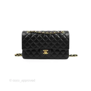 Chanel Classic M/L Medium Flap Quilted Black Lambskin Gold Hardware