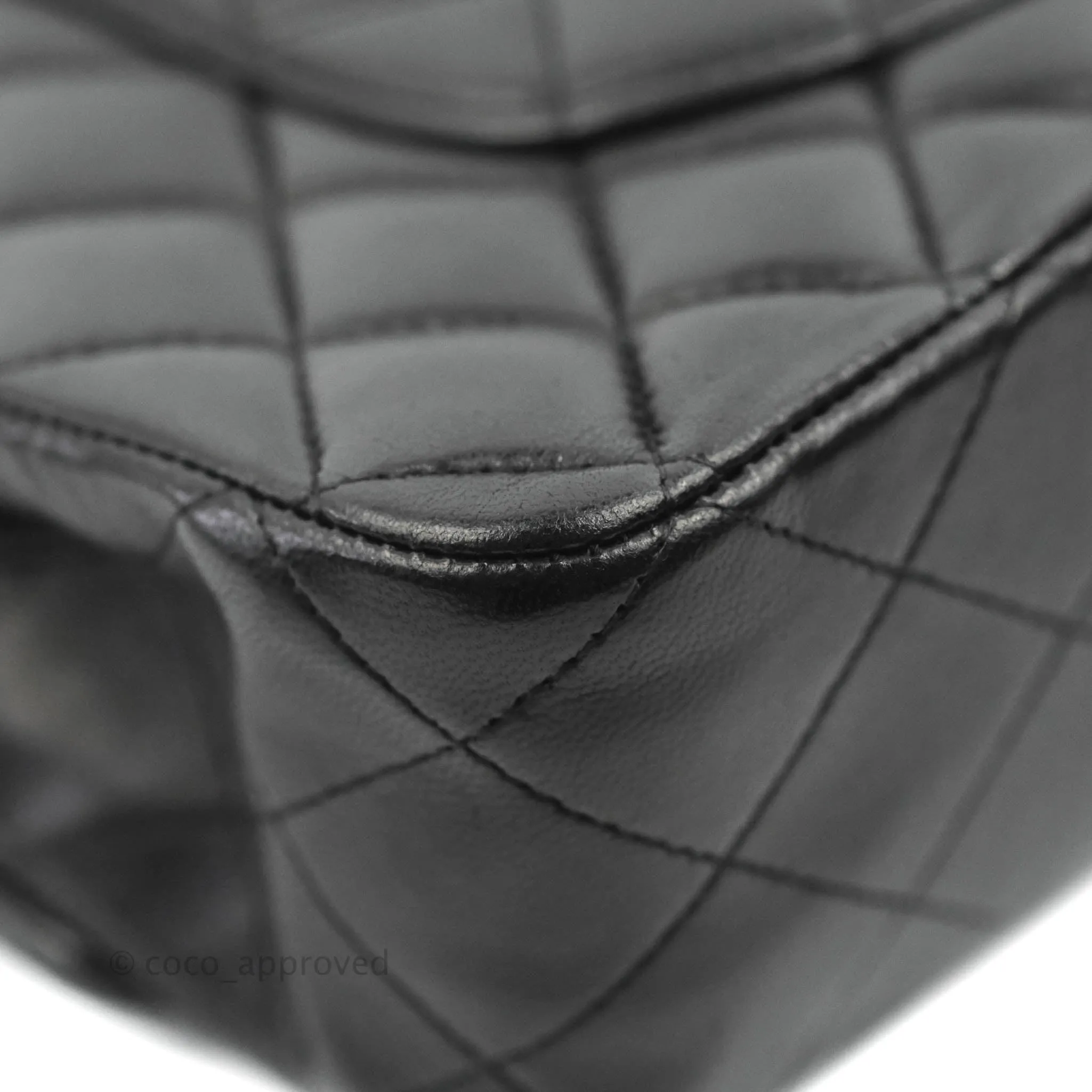 Chanel Classic M/L Medium Flap Quilted Black Lambskin Gold Hardware