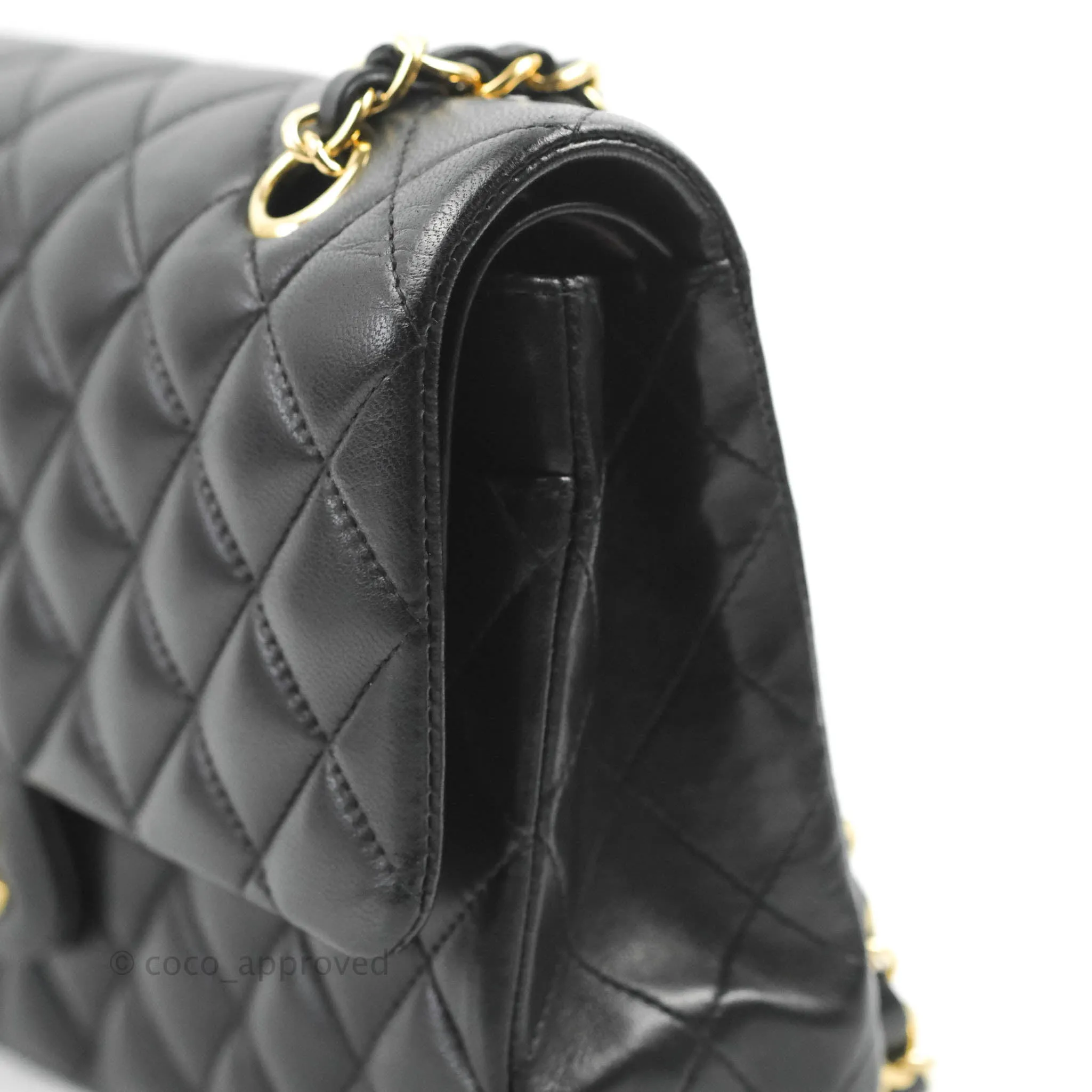Chanel Classic M/L Medium Flap Quilted Black Lambskin Gold Hardware