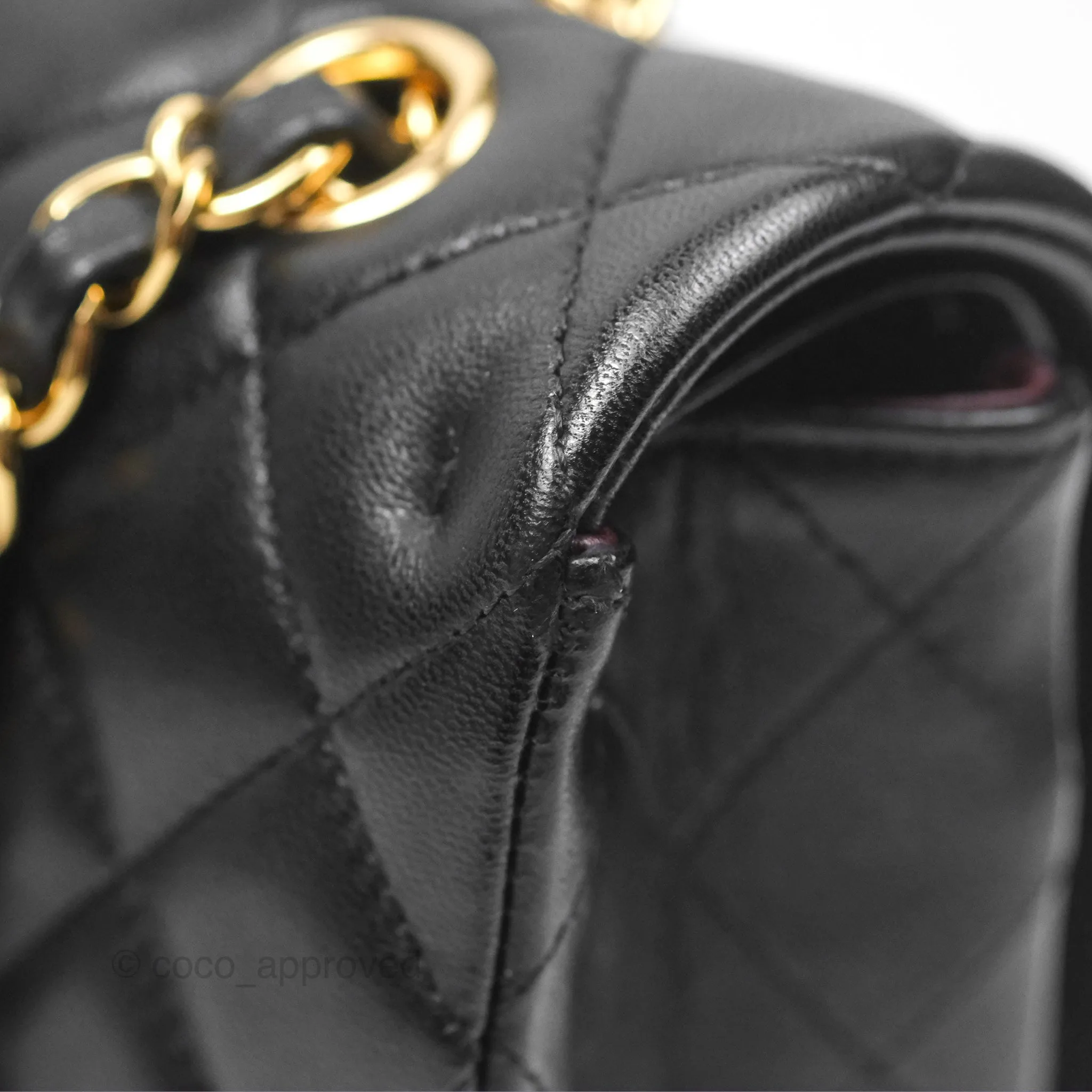 Chanel Classic M/L Medium Flap Quilted Black Lambskin Gold Hardware