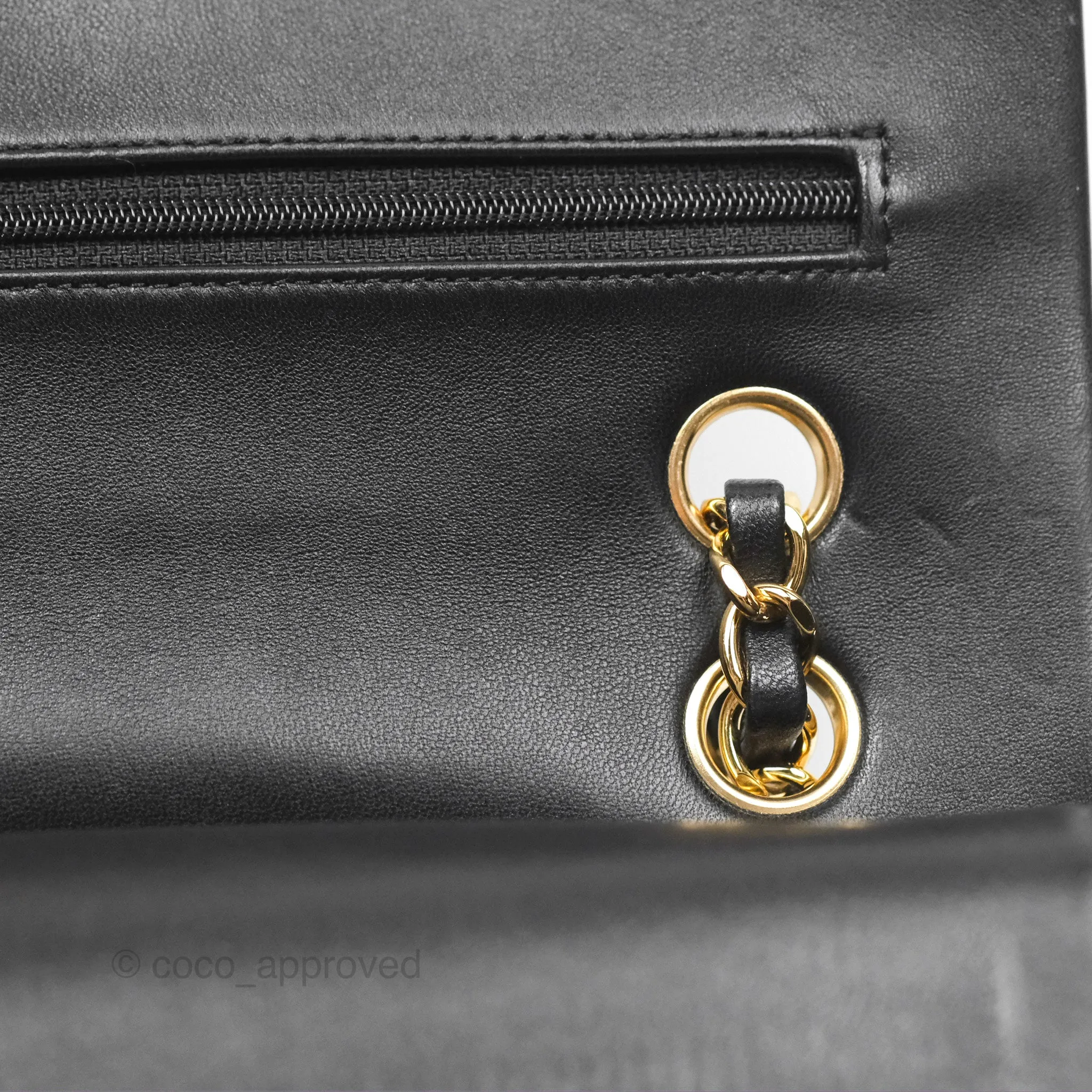 Chanel Classic M/L Medium Flap Quilted Black Lambskin Gold Hardware