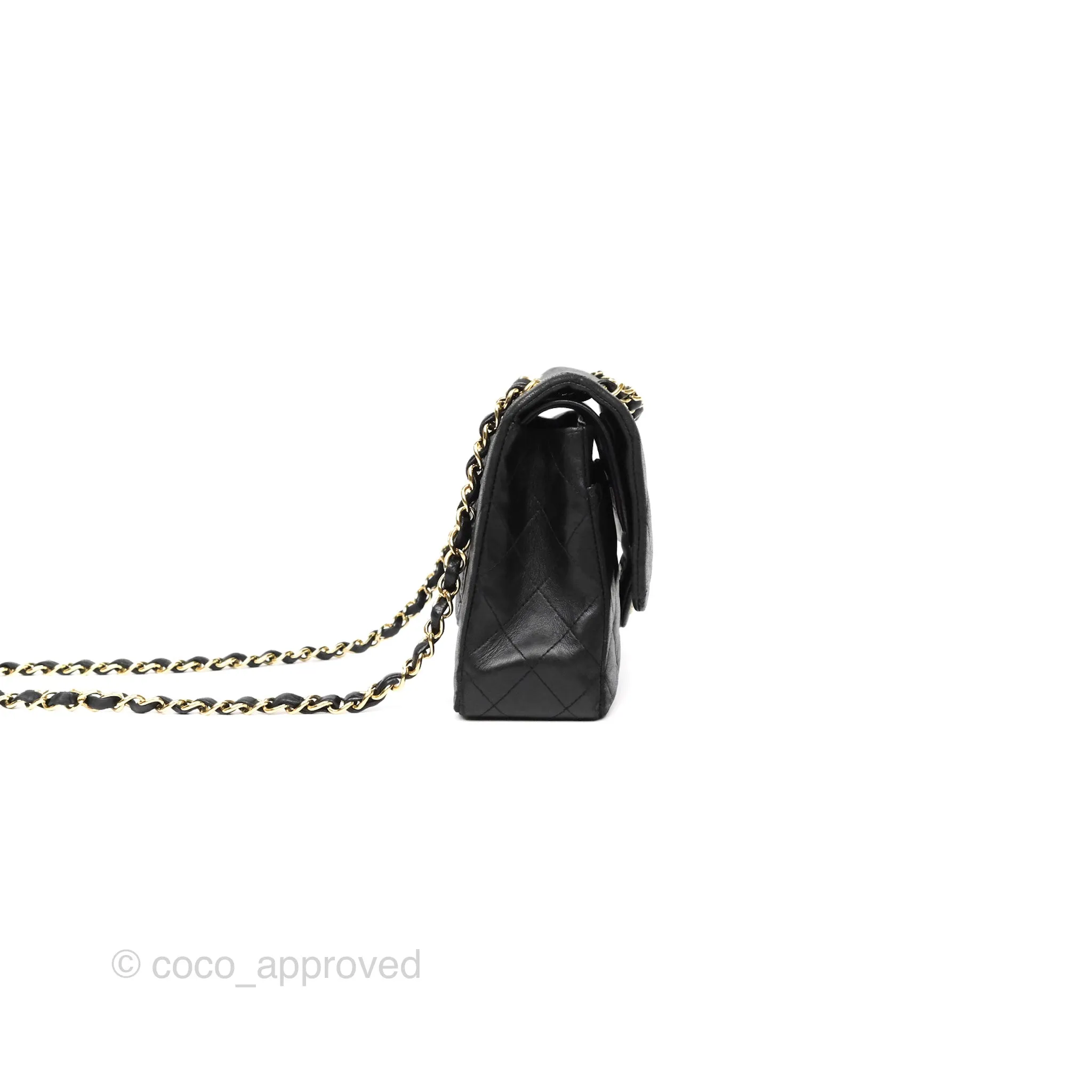 Chanel Classic M/L Medium Flap Quilted Black Lambskin Gold Hardware