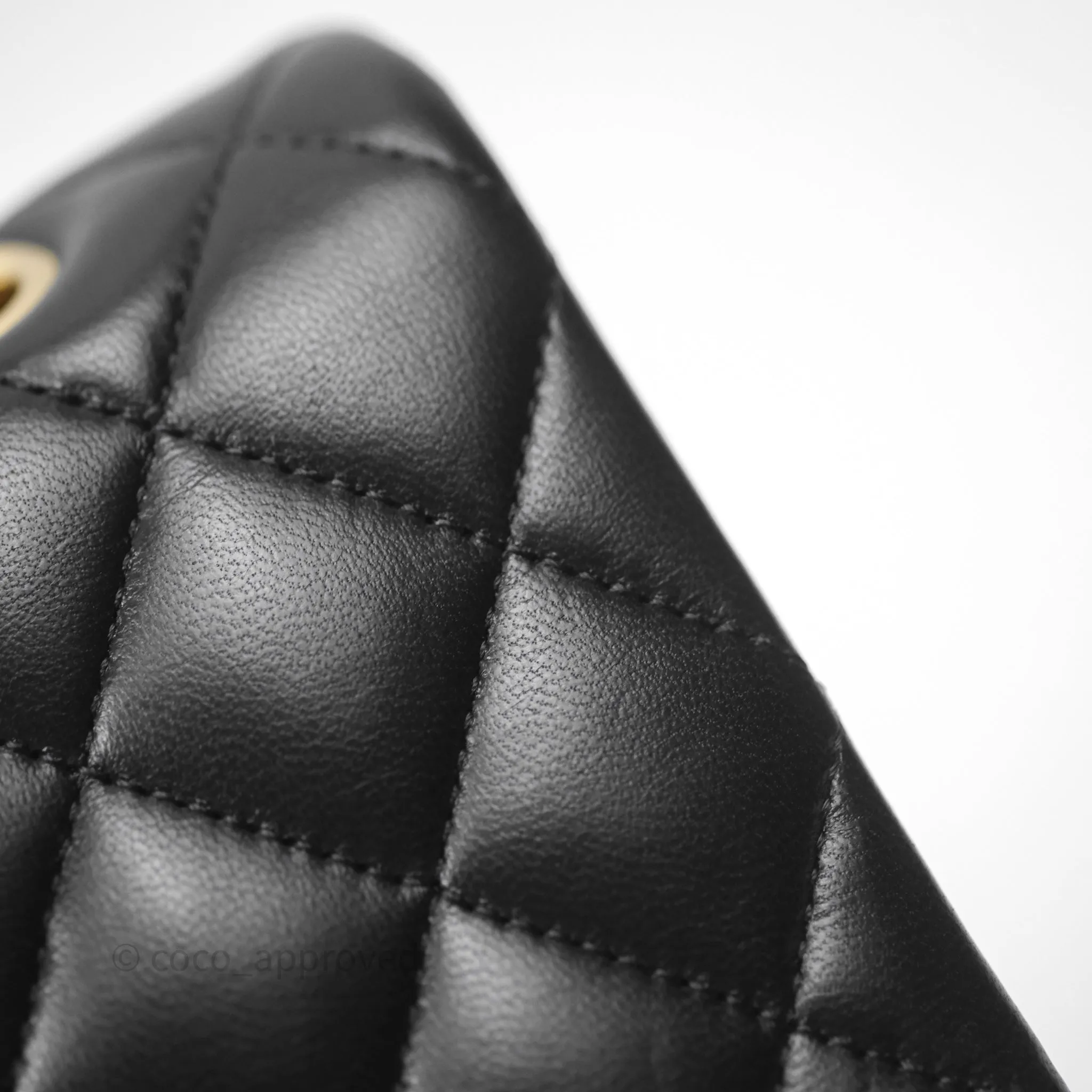 Chanel Classic M/L Medium Flap Quilted Black Lambskin Gold Hardware