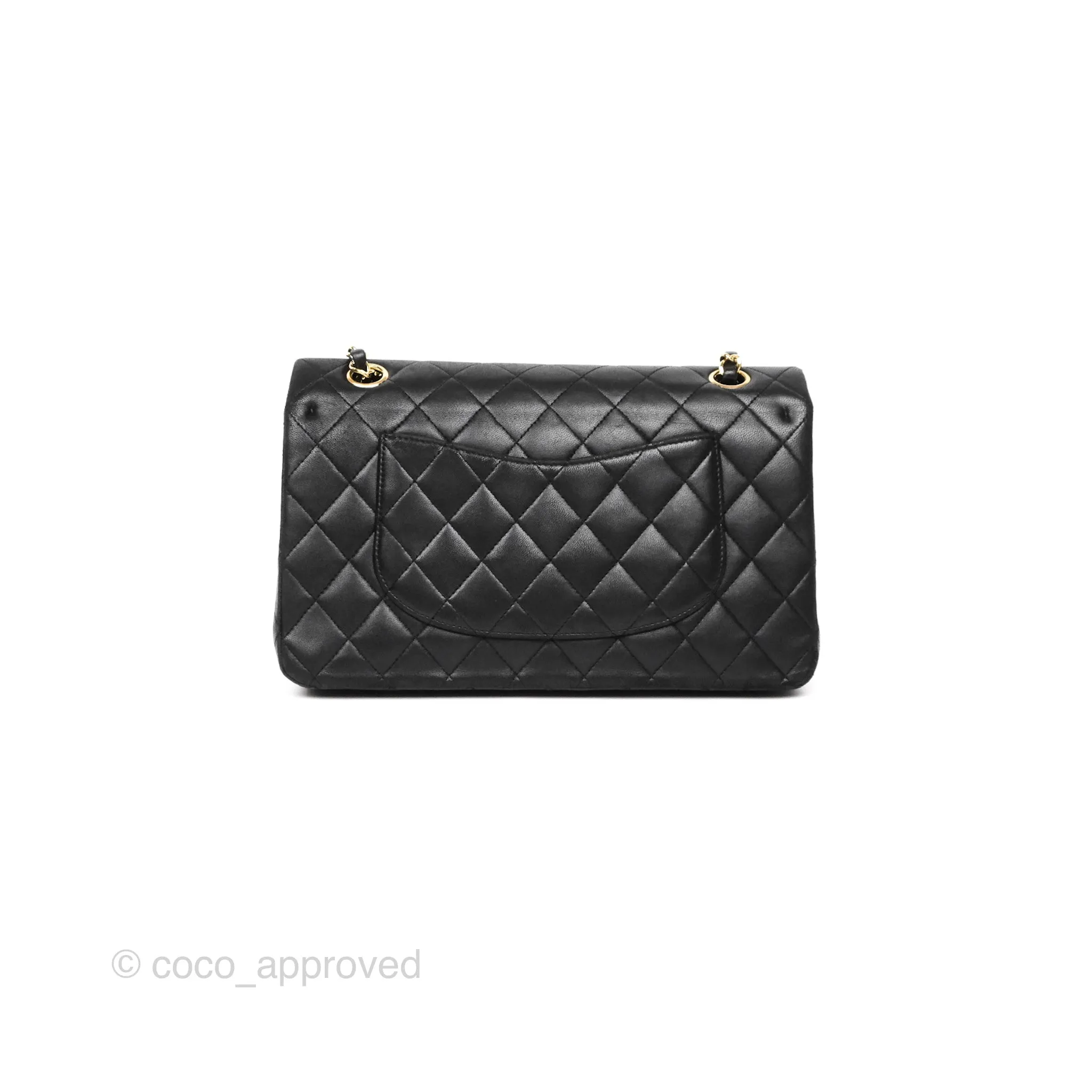 Chanel Classic M/L Medium Flap Quilted Black Lambskin Gold Hardware