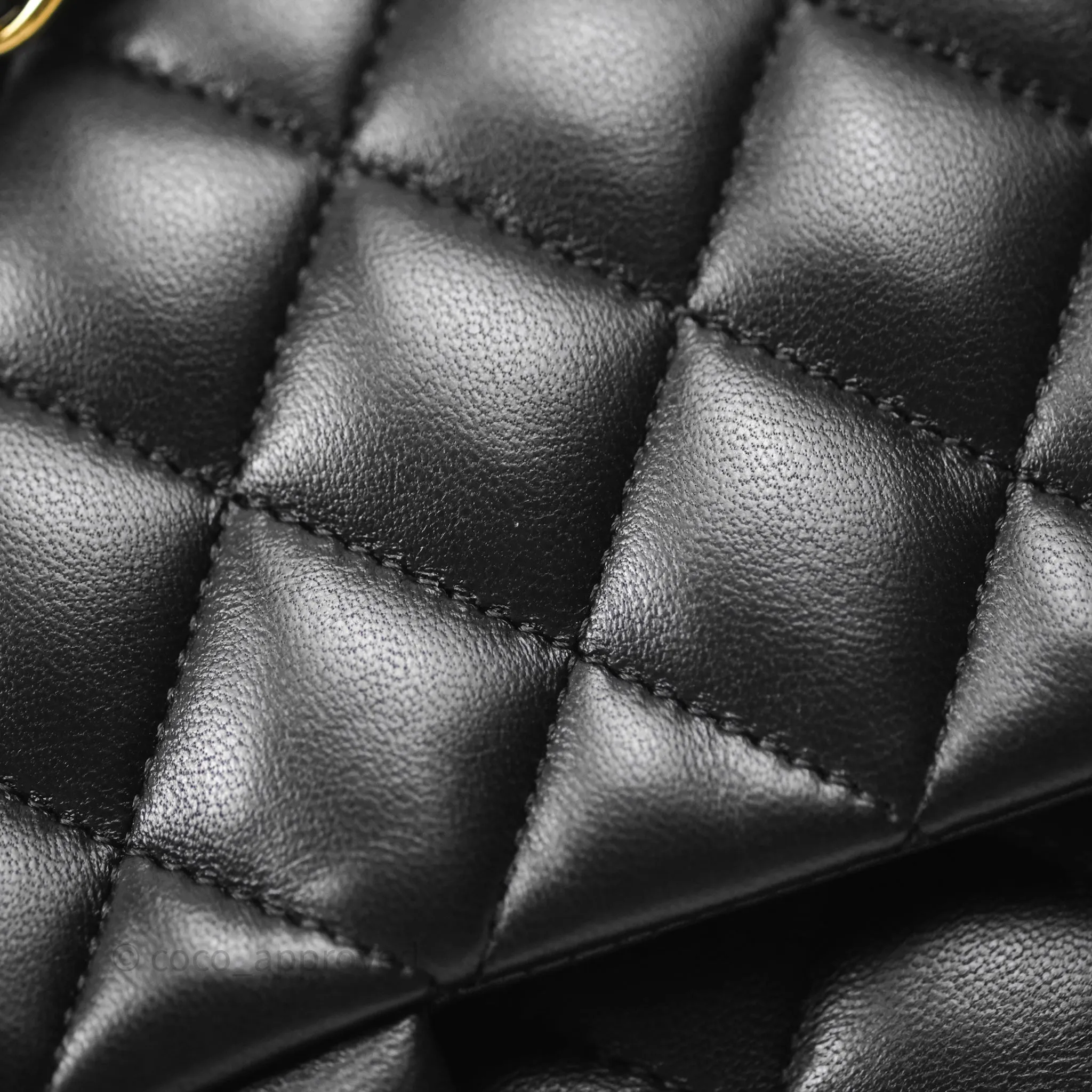 Chanel Classic M/L Medium Flap Quilted Black Lambskin Gold Hardware