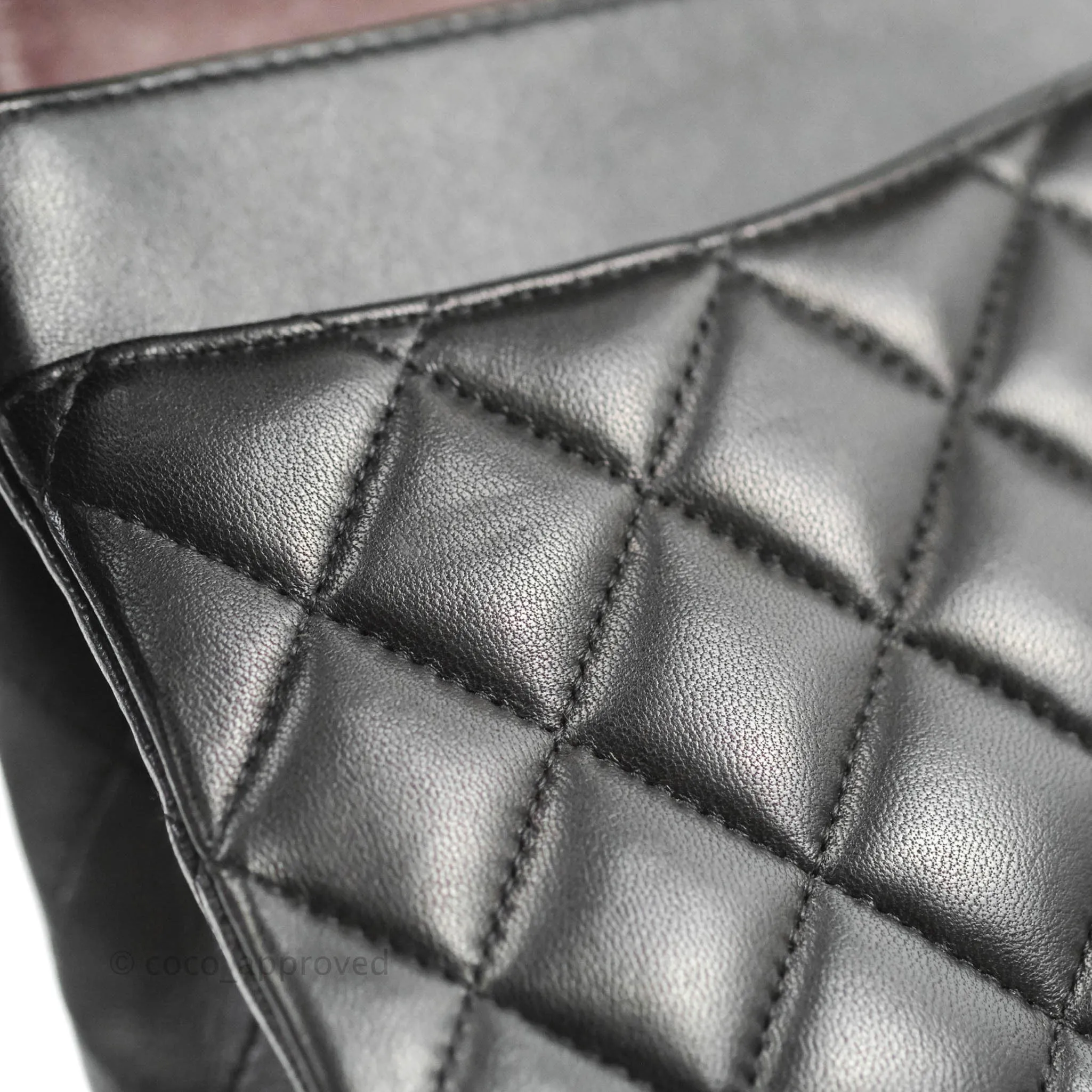 Chanel Classic M/L Medium Flap Quilted Black Lambskin Gold Hardware