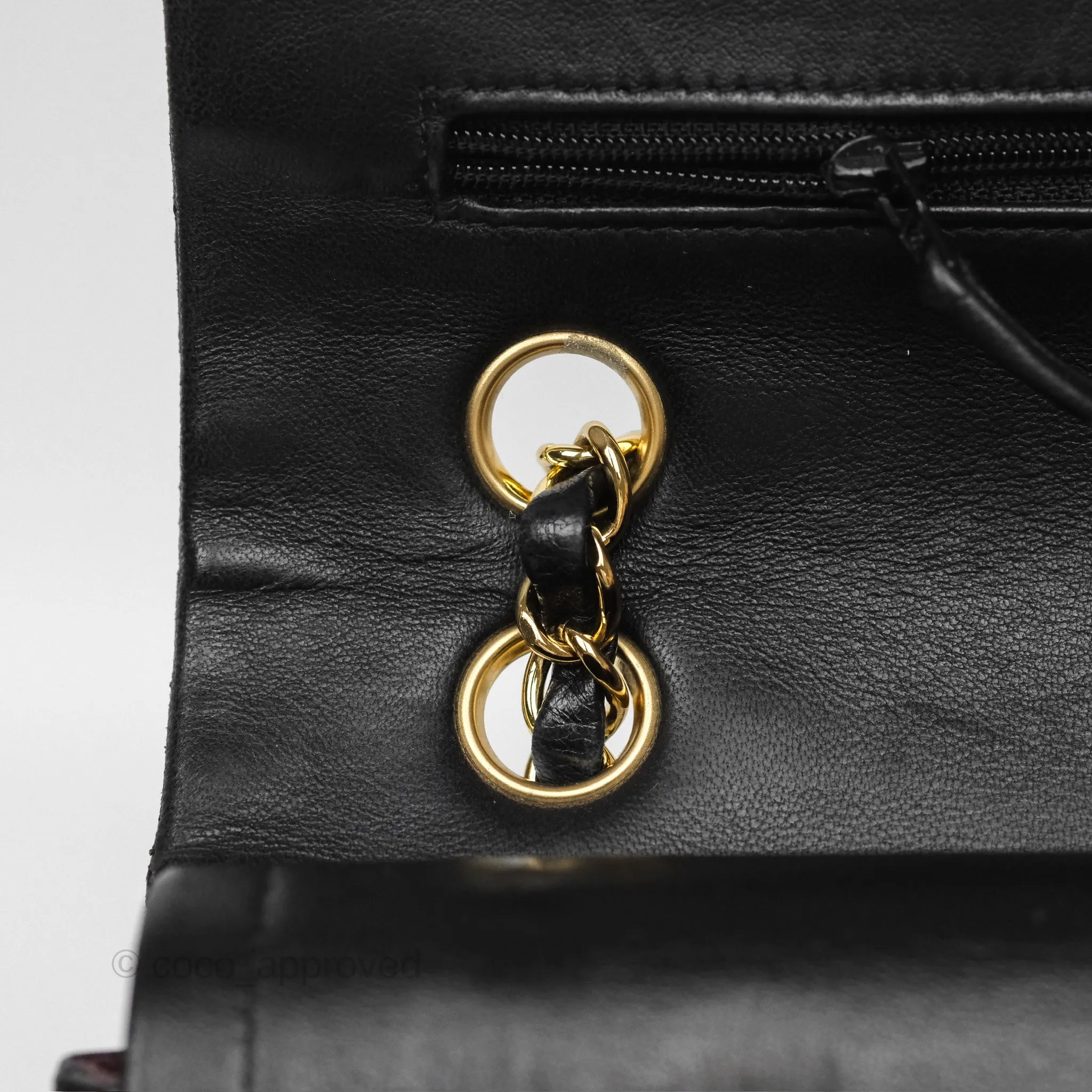 Chanel Classic M/L Medium Flap Quilted Black Lambskin Gold Hardware