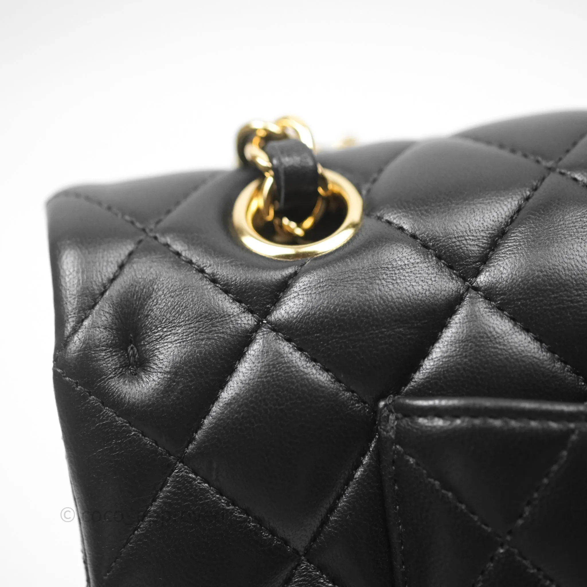 Chanel Classic M/L Medium Flap Quilted Black Lambskin Gold Hardware