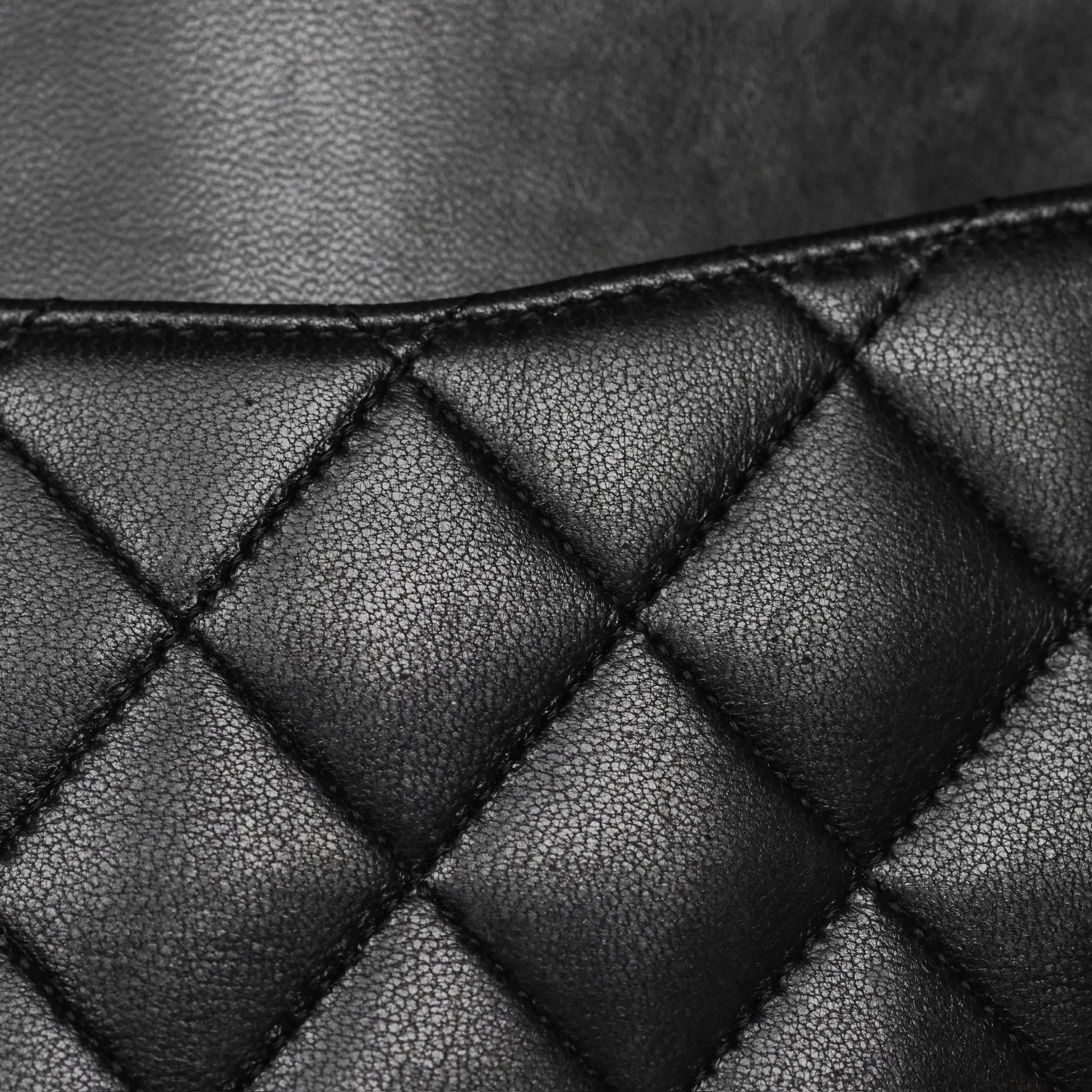 Chanel Classic M/L Medium Flap Quilted Black Lambskin Gold Hardware