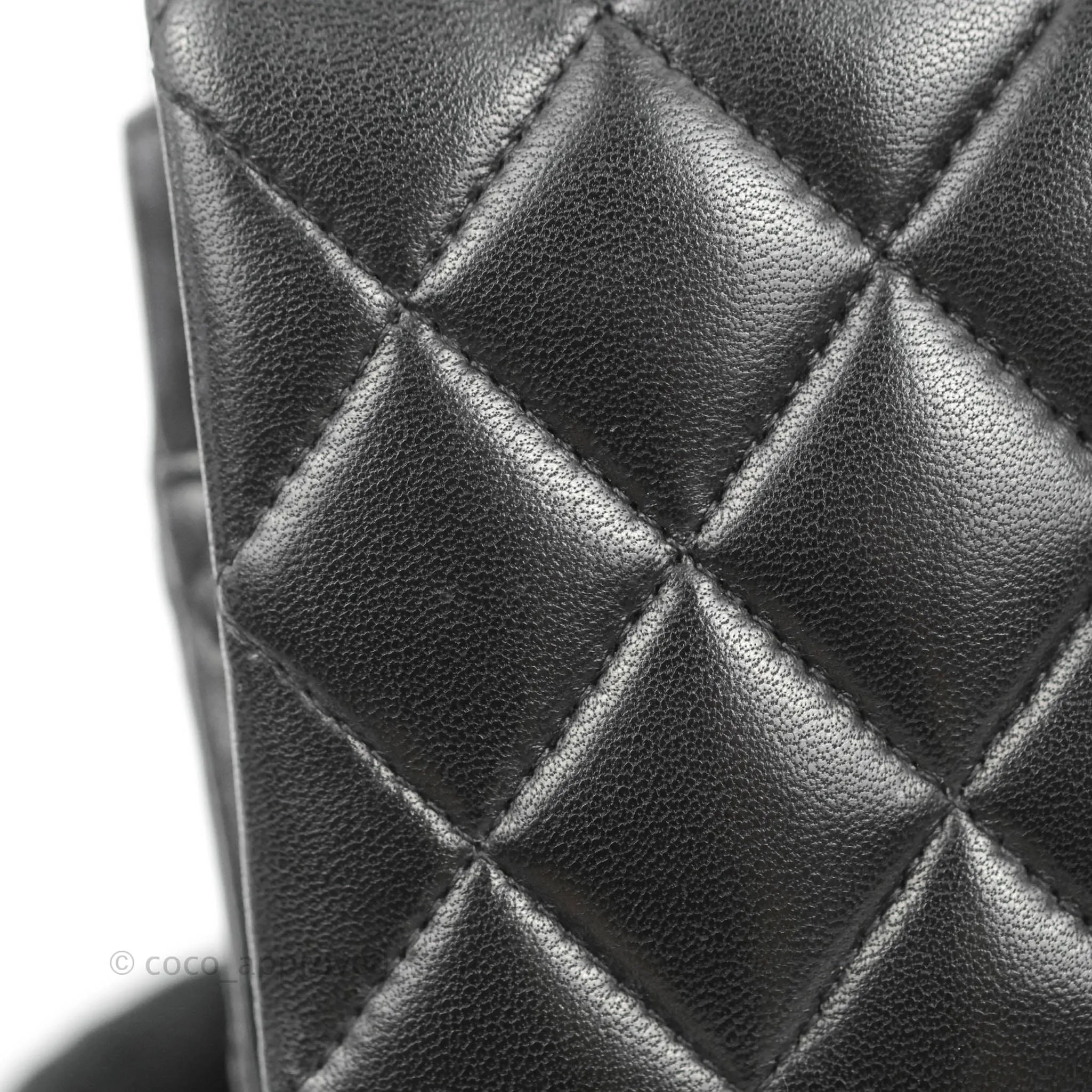 Chanel Classic M/L Medium Flap Quilted Black Lambskin Gold Hardware