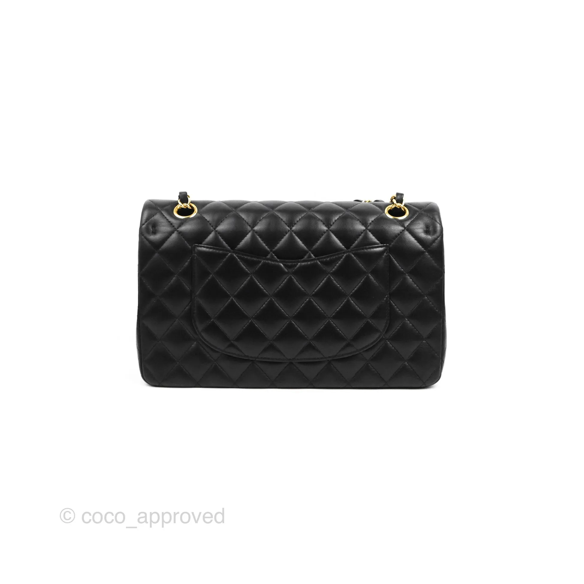 Chanel Classic M/L Medium Flap Quilted Black Lambskin Gold Hardware