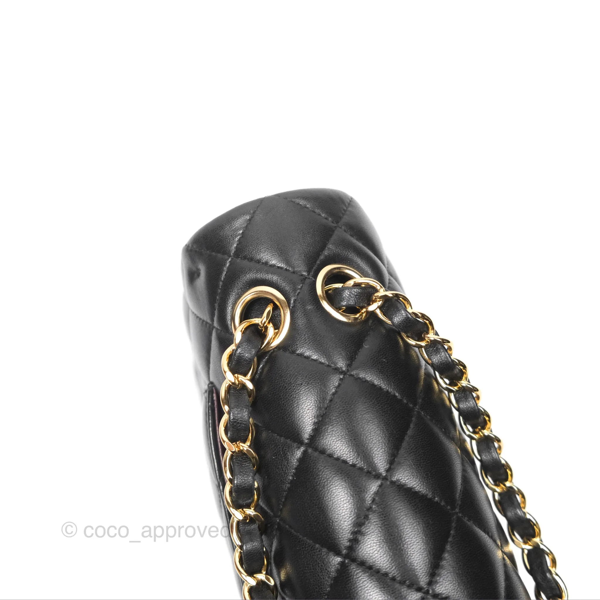Chanel Classic M/L Medium Flap Quilted Black Lambskin Gold Hardware