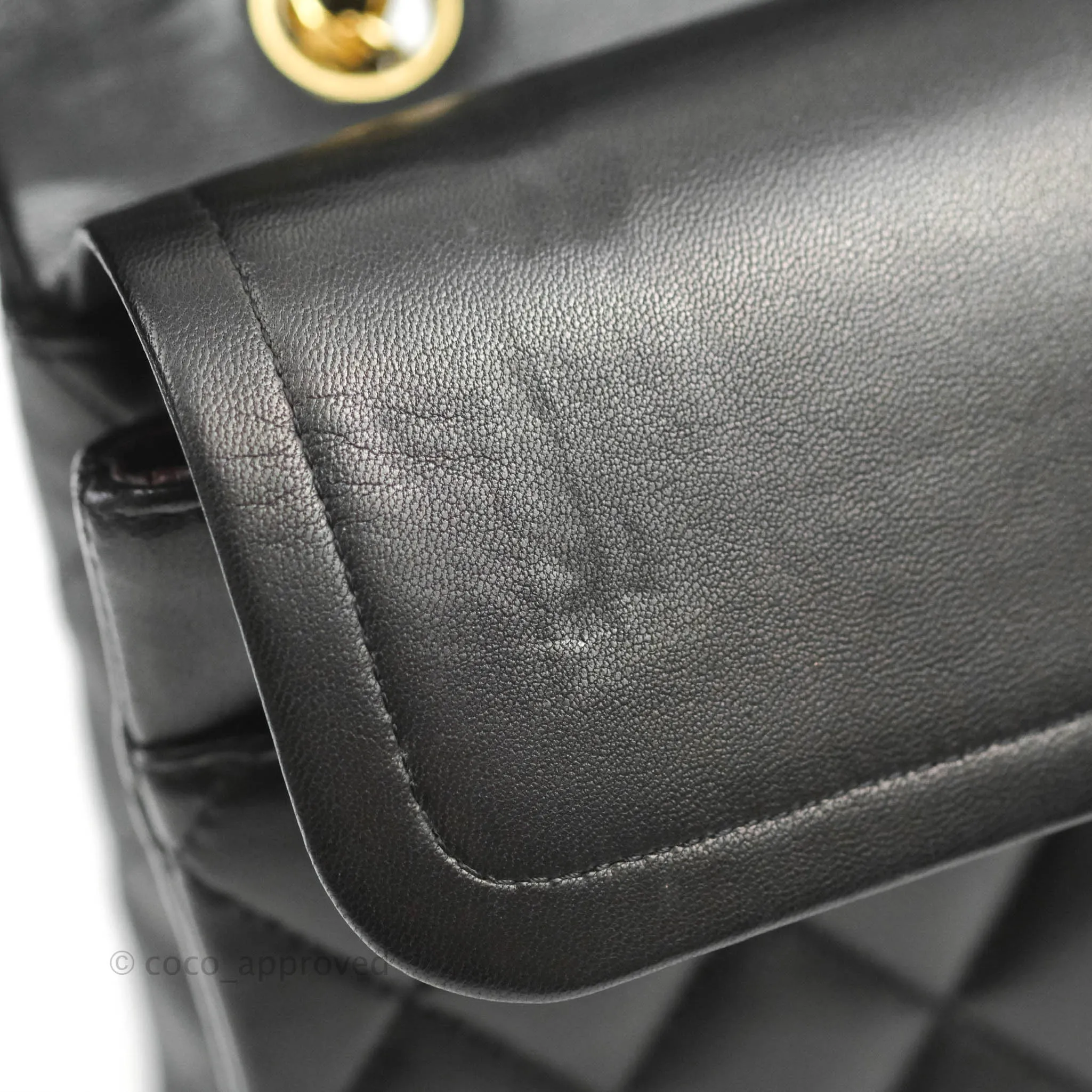 Chanel Classic M/L Medium Flap Quilted Black Lambskin Gold Hardware