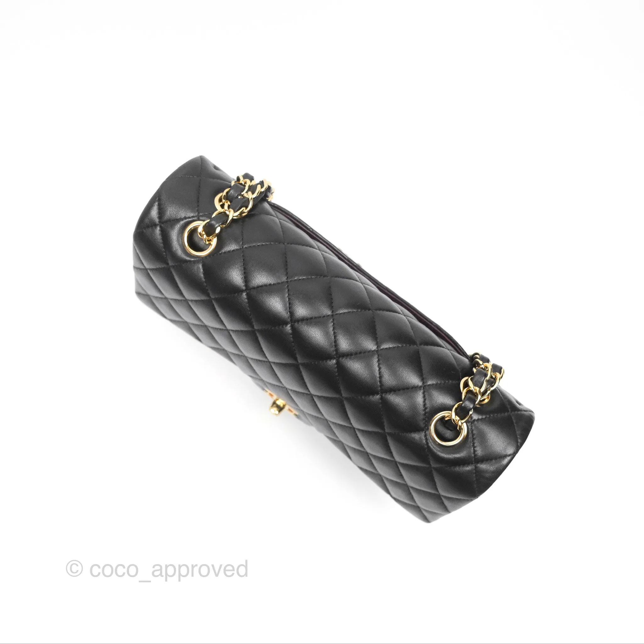 Chanel Classic M/L Medium Flap Quilted Black Lambskin Gold Hardware