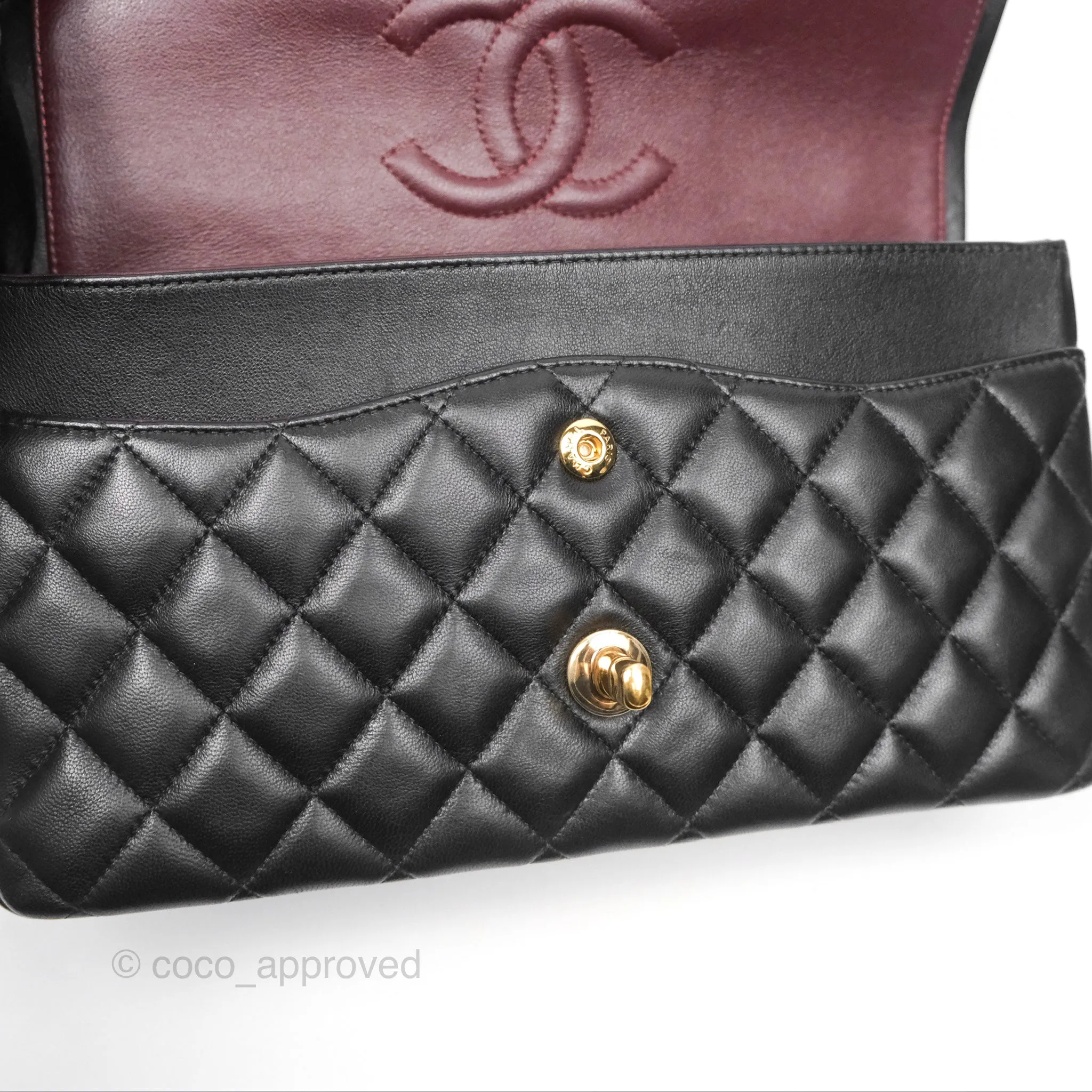 Chanel Classic M/L Medium Flap Quilted Black Lambskin Gold Hardware