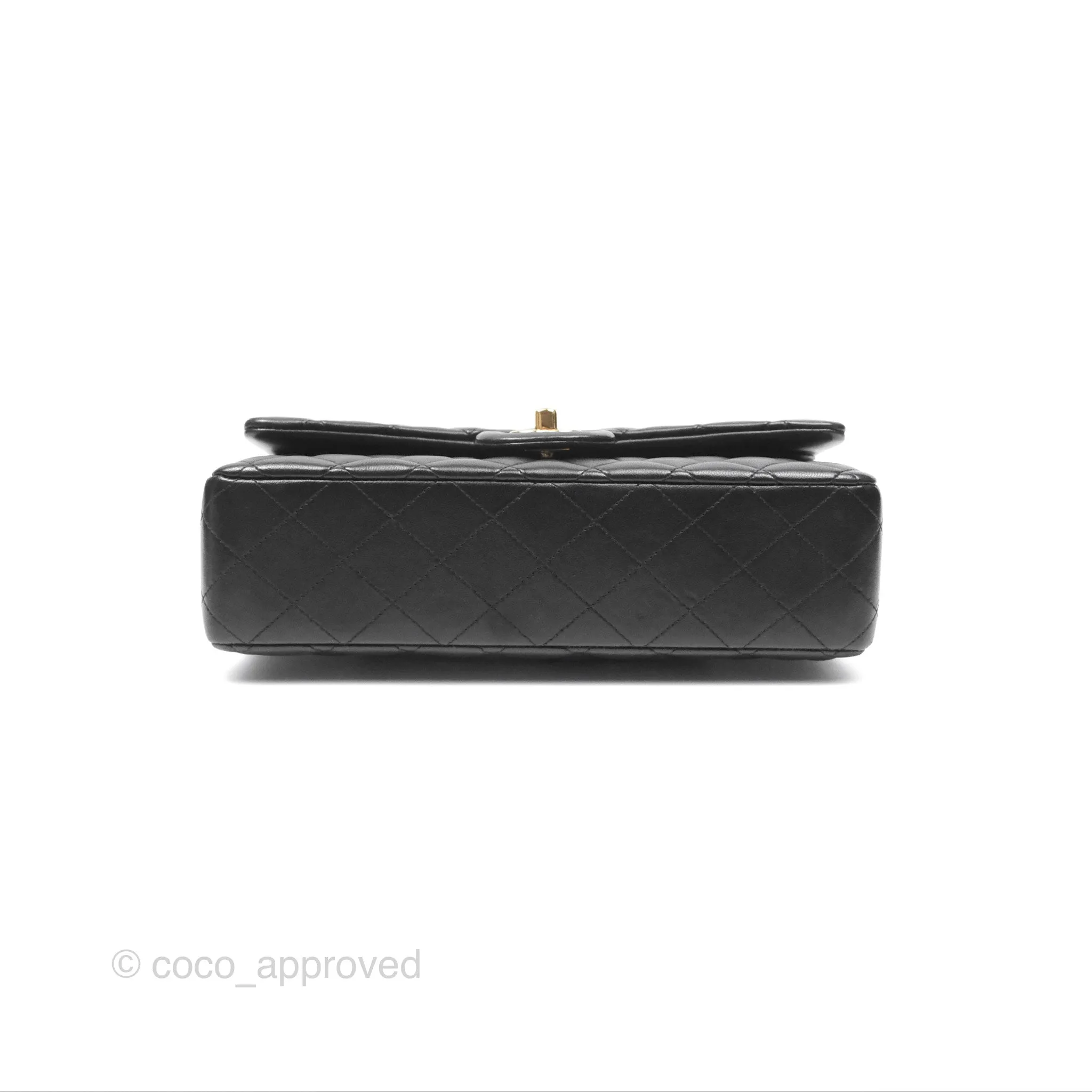 Chanel Classic M/L Medium Flap Quilted Black Lambskin Gold Hardware