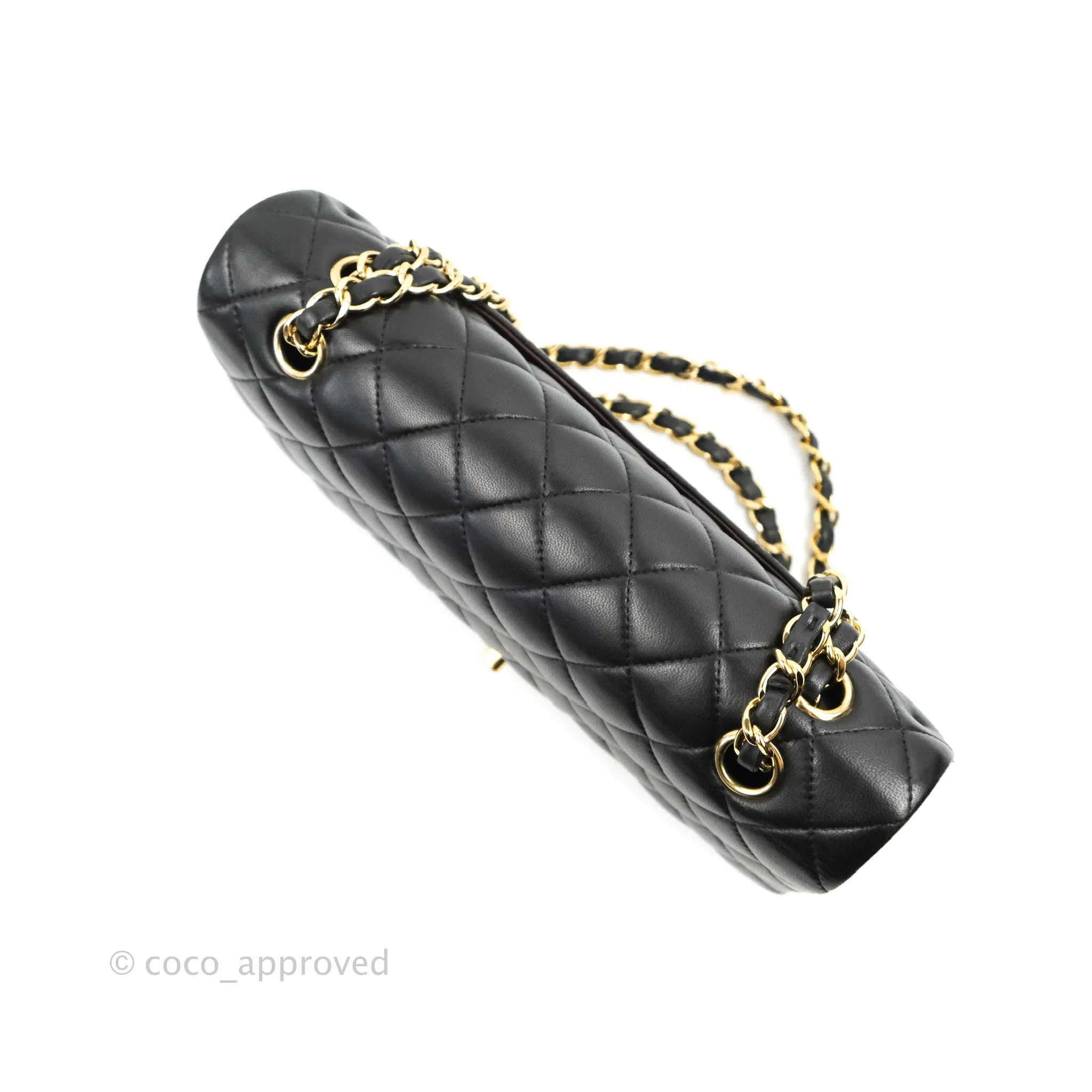 Chanel Classic M/L Medium Flap Quilted Black Lambskin Gold Hardware