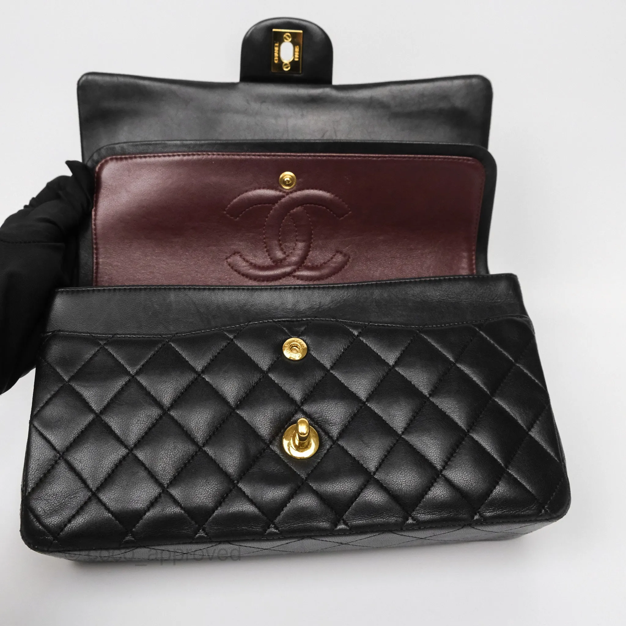 Chanel Classic M/L Medium Flap Quilted Black Lambskin Gold Hardware