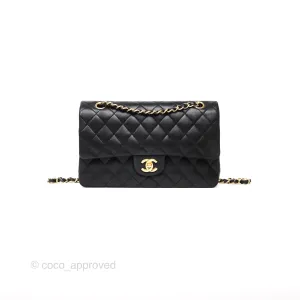 Chanel Classic M/L Medium Flap Quilted Black Lambskin Gold Hardware