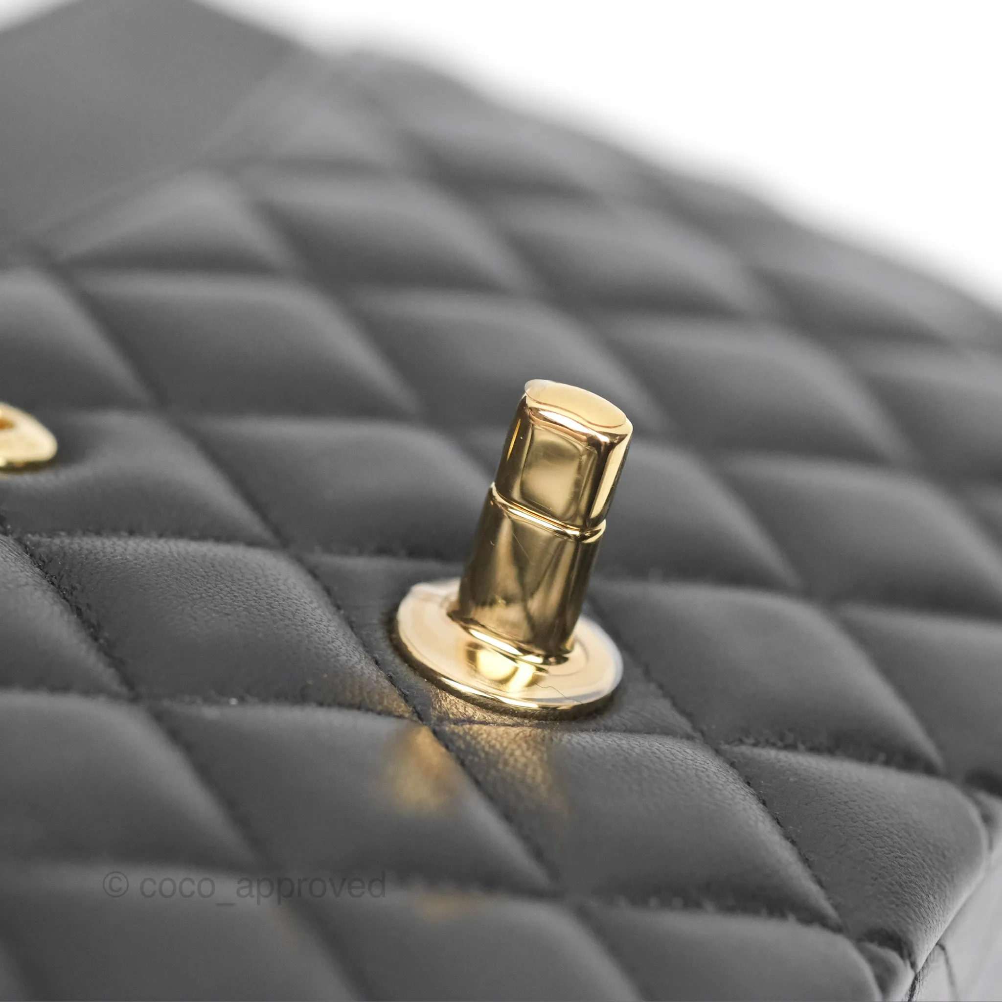 Chanel Classic M/L Medium Flap Quilted Black Lambskin Gold Hardware