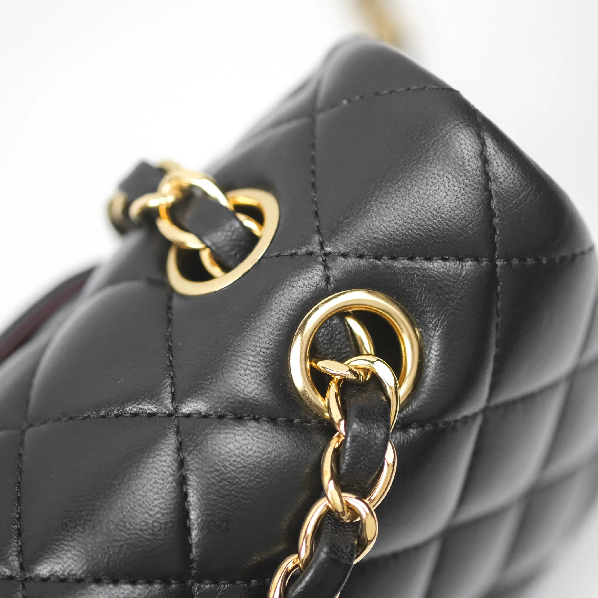 Chanel Classic M/L Medium Flap Quilted Black Lambskin Gold Hardware