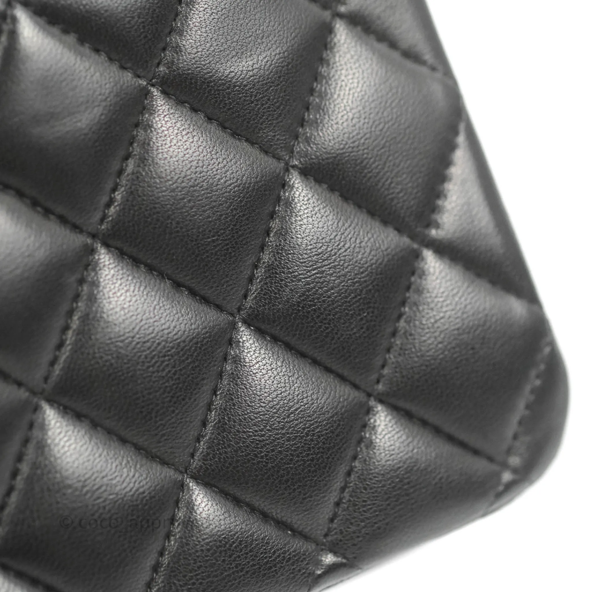 Chanel Classic M/L Medium Flap Quilted Black Lambskin Gold Hardware
