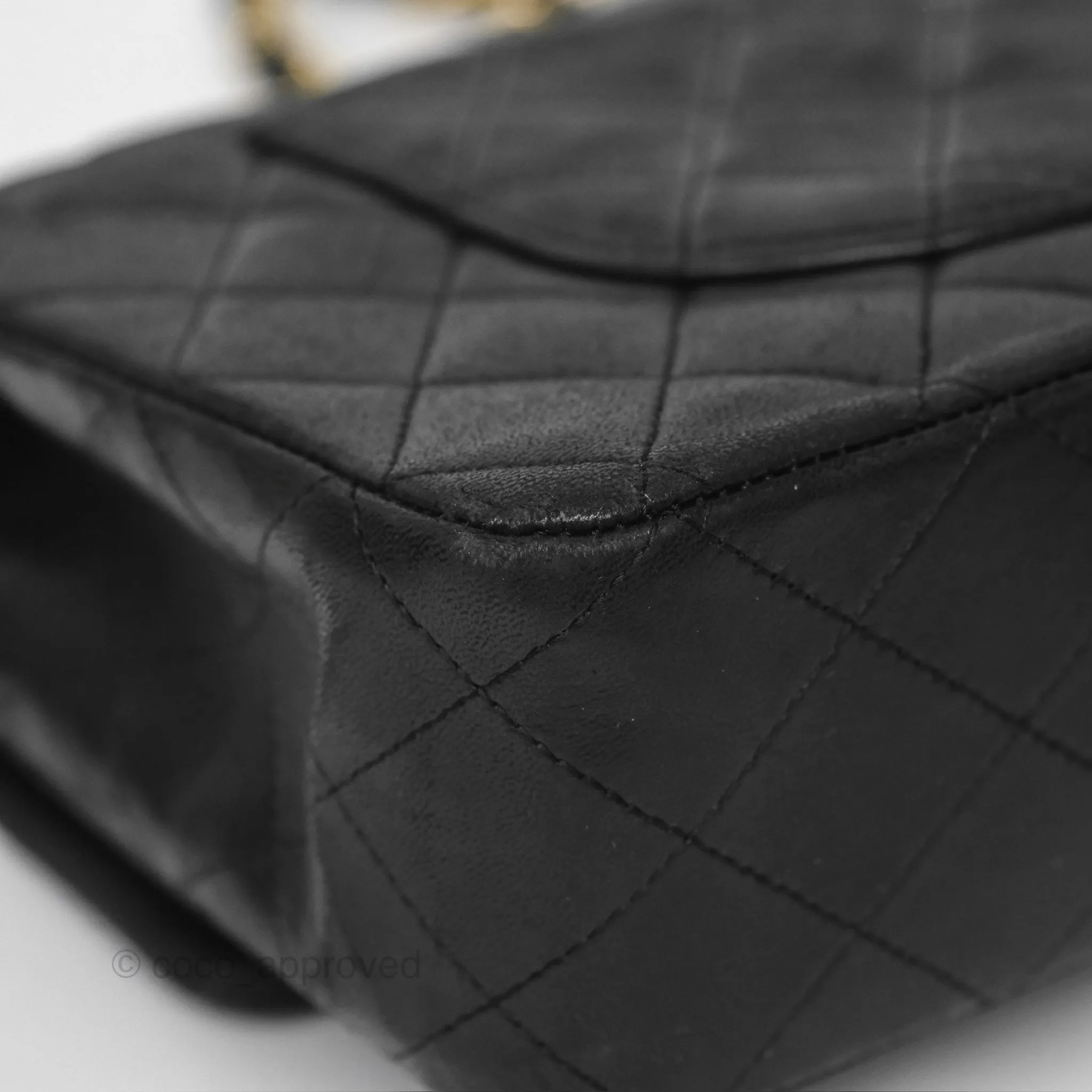 Chanel Classic M/L Medium Flap Quilted Black Lambskin Gold Hardware