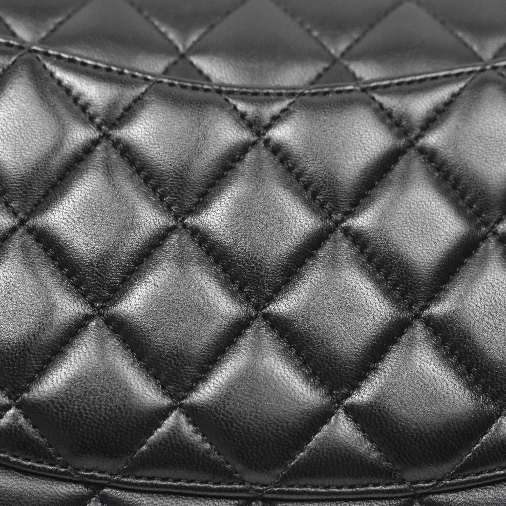 Chanel Classic M/L Medium Flap Quilted Black Lambskin Gold Hardware
