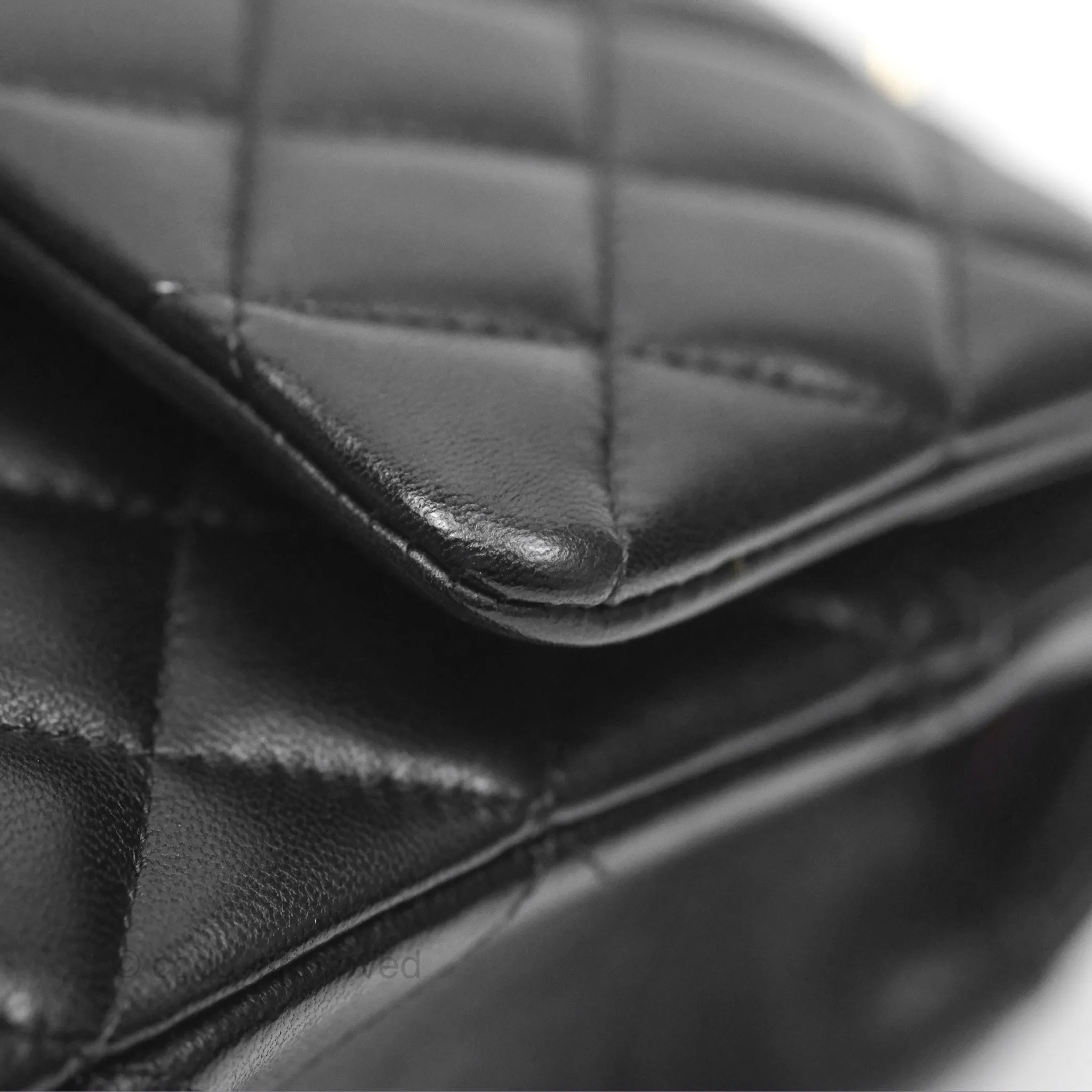 Chanel Classic M/L Medium Flap Quilted Black Lambskin Gold Hardware
