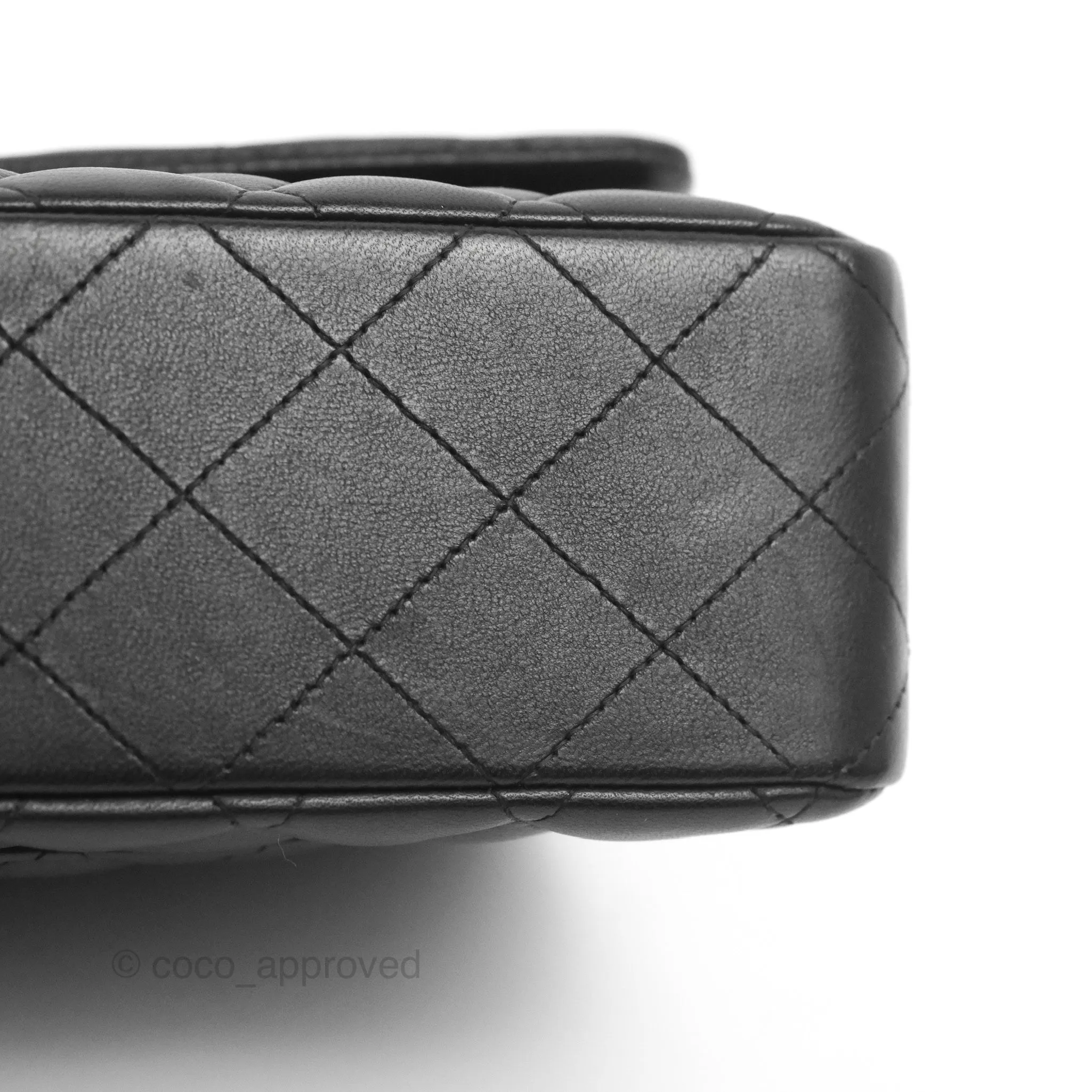 Chanel Classic M/L Medium Flap Quilted Black Lambskin Gold Hardware