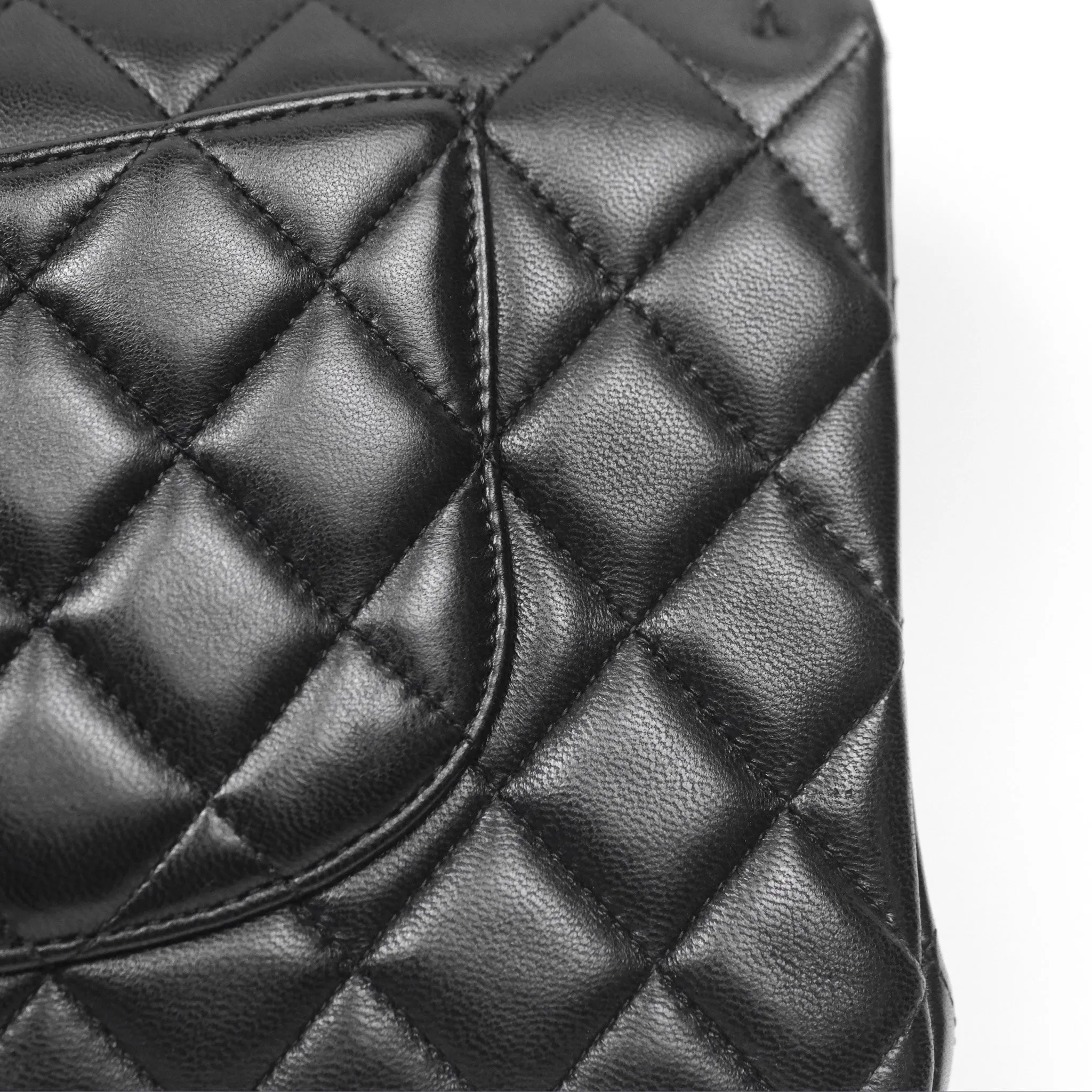 Chanel Classic M/L Medium Flap Quilted Black Lambskin Gold Hardware