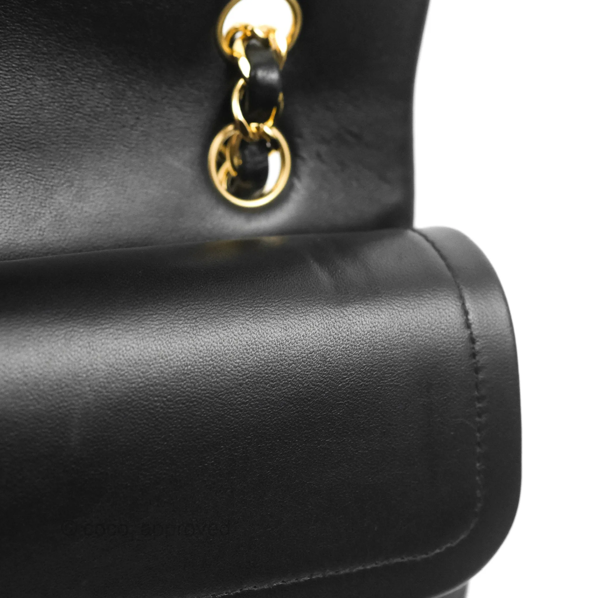 Chanel Classic M/L Medium Flap Quilted Black Lambskin Gold Hardware