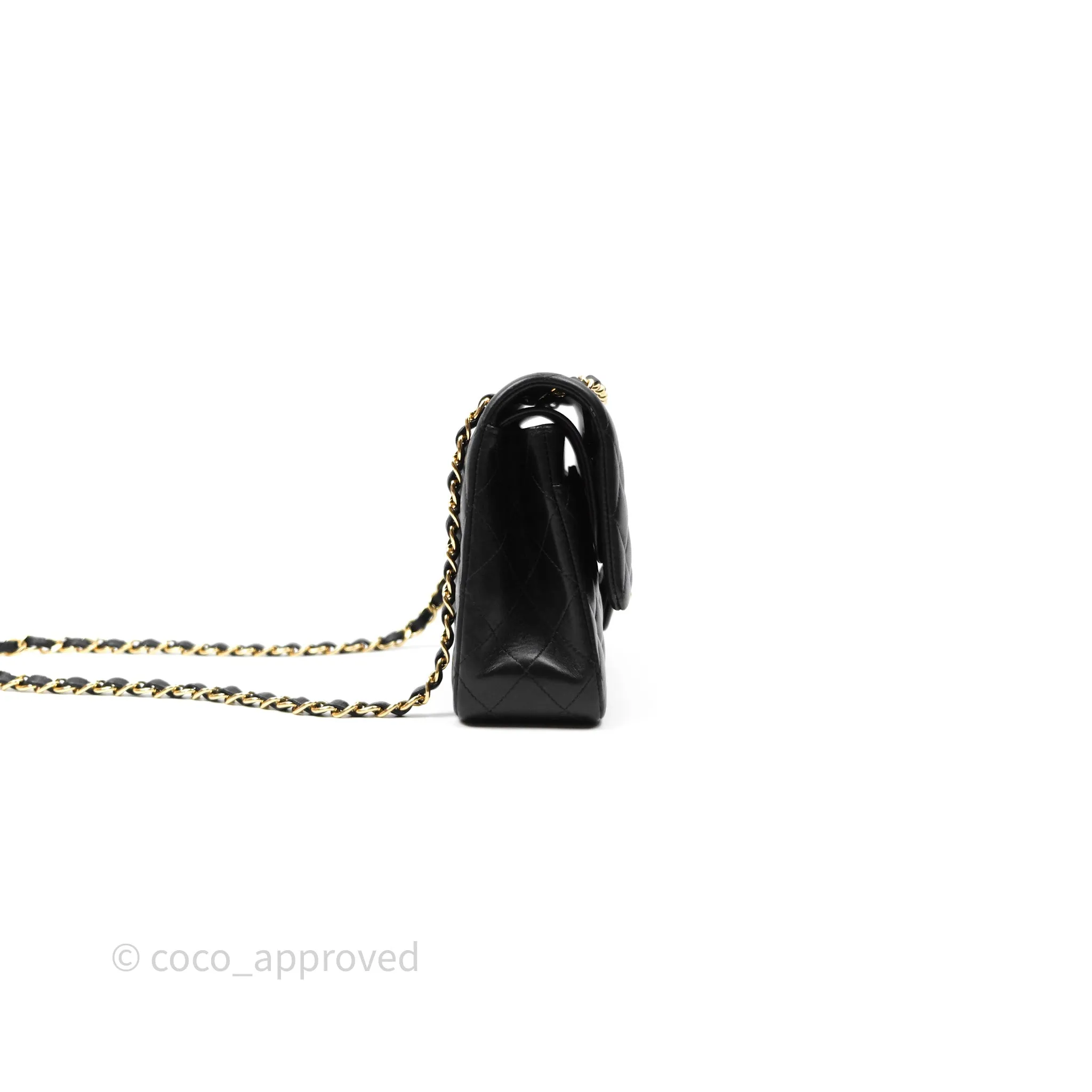 Chanel Classic M/L Medium Flap Quilted Black Lambskin Gold Hardware