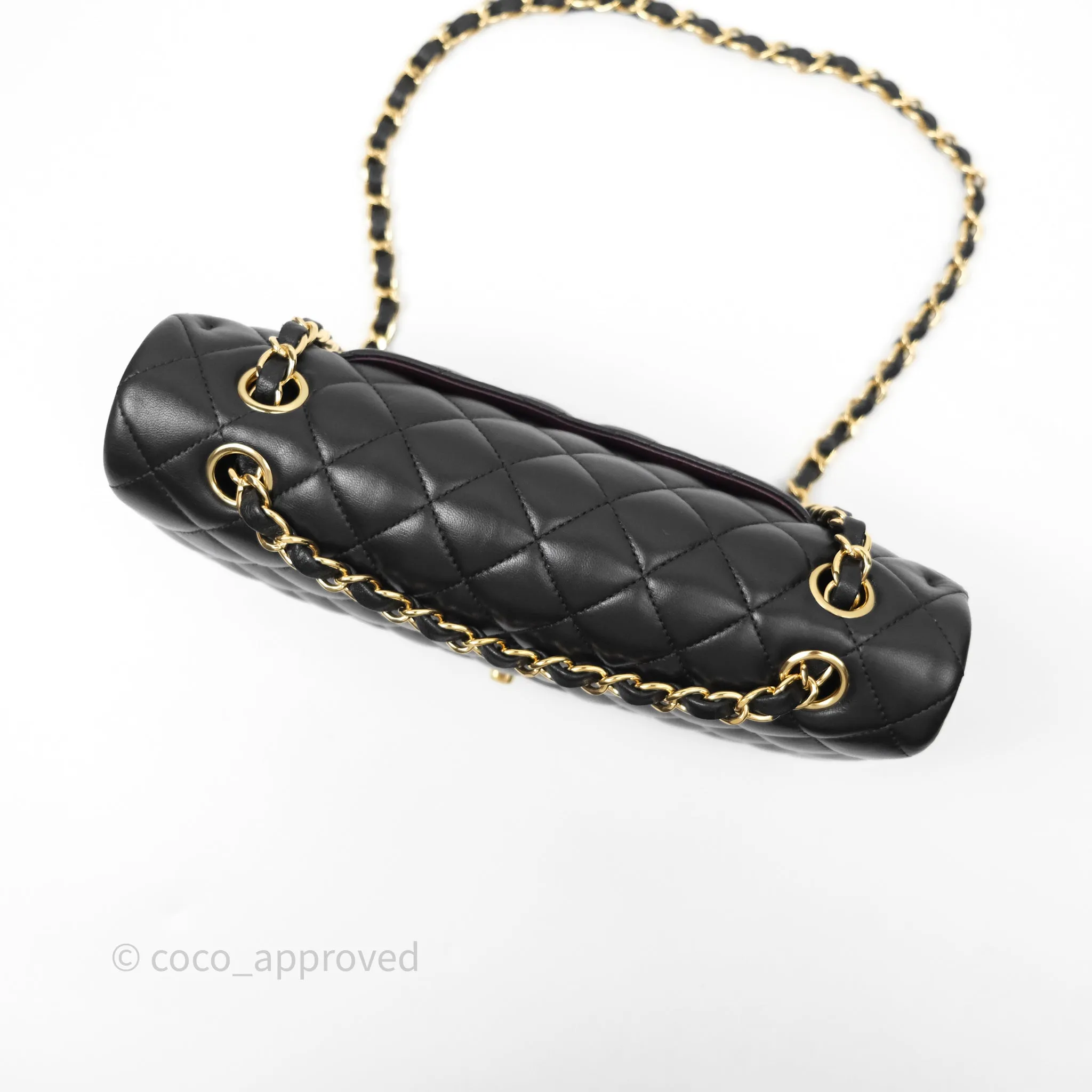 Chanel Classic M/L Medium Flap Quilted Black Lambskin Gold Hardware