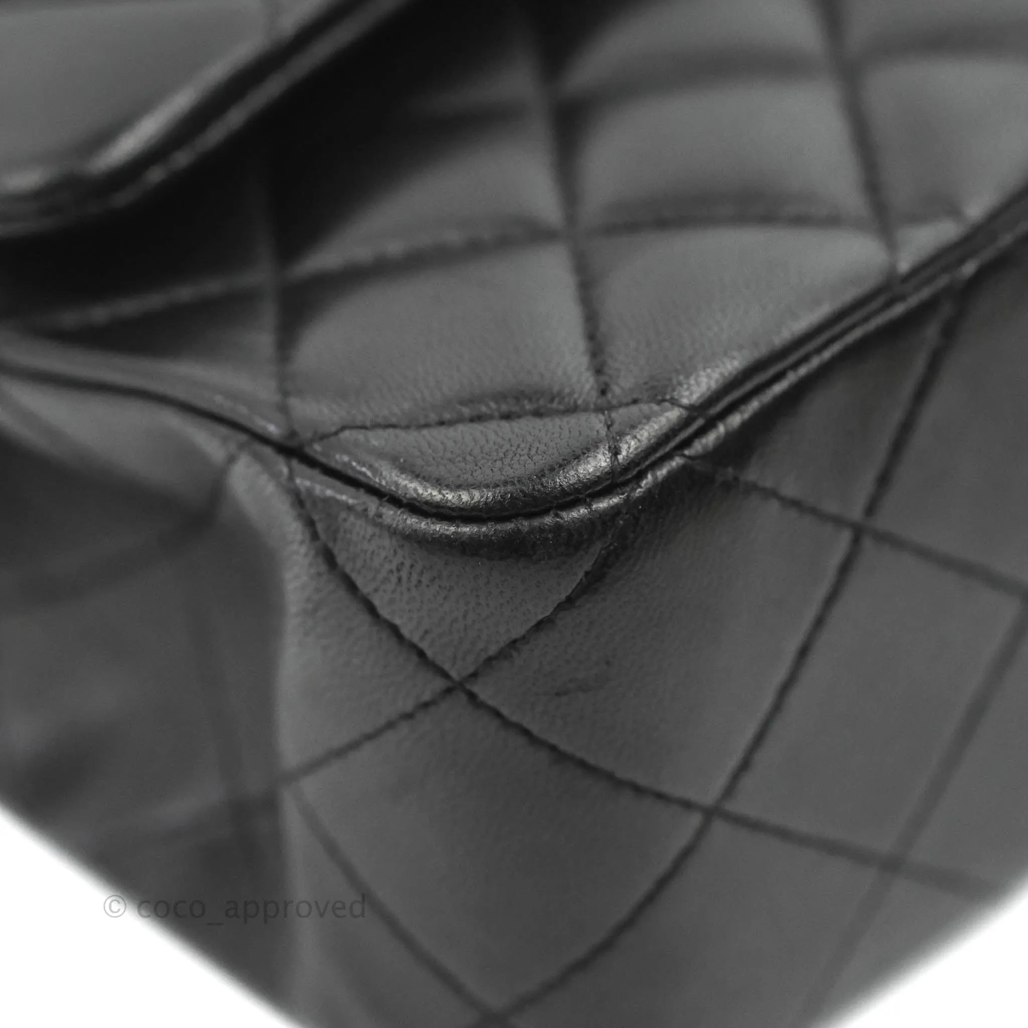 Chanel Classic M/L Medium Flap Quilted Black Lambskin Gold Hardware