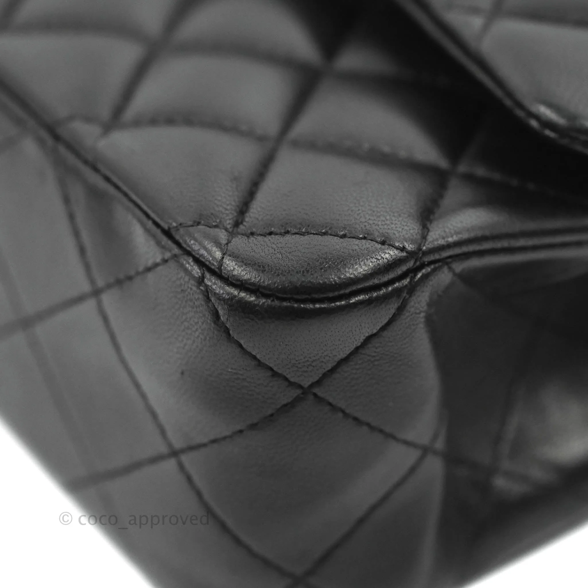 Chanel Classic M/L Medium Flap Quilted Black Lambskin Gold Hardware