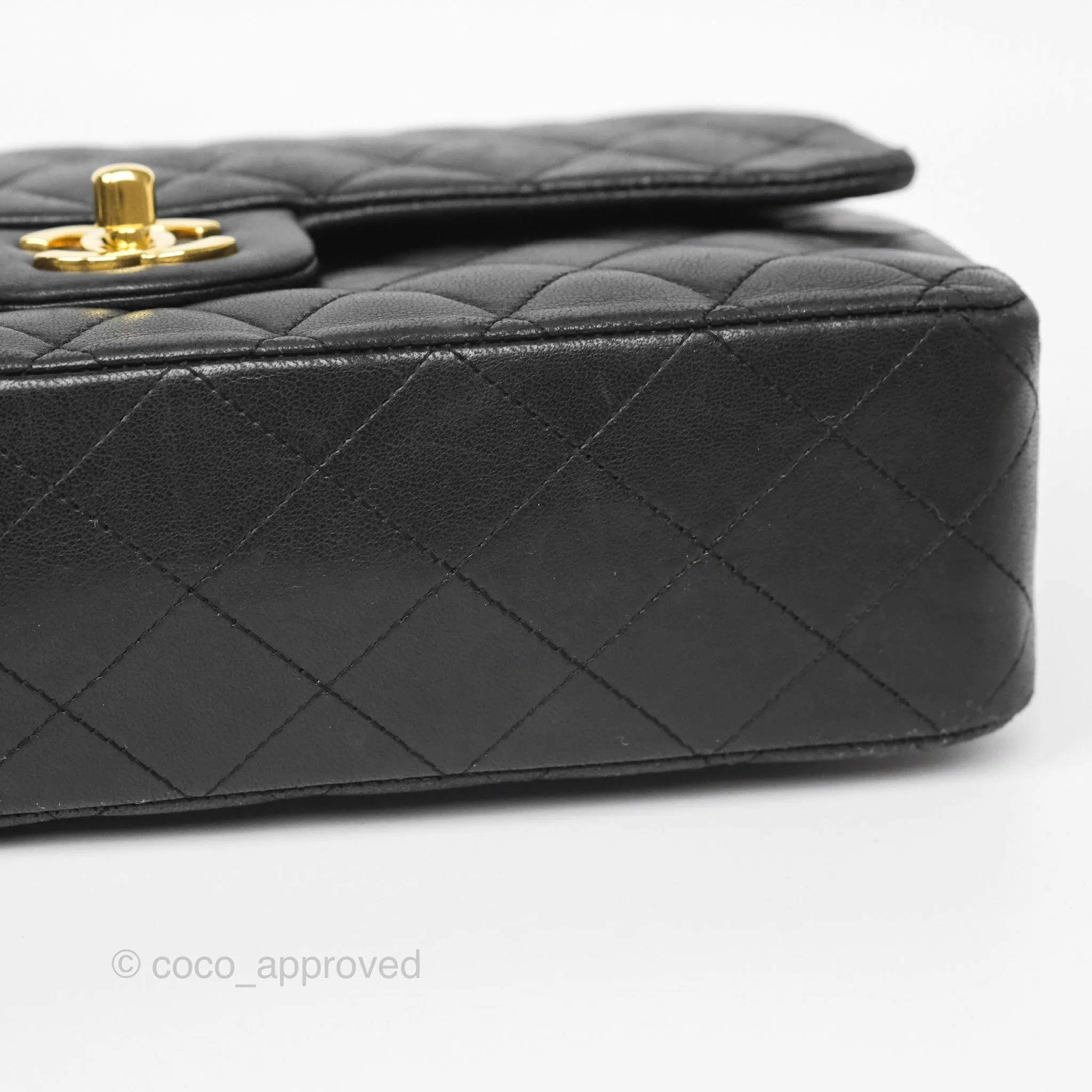 Chanel Classic M/L Medium Flap Quilted Black Lambskin Gold Hardware