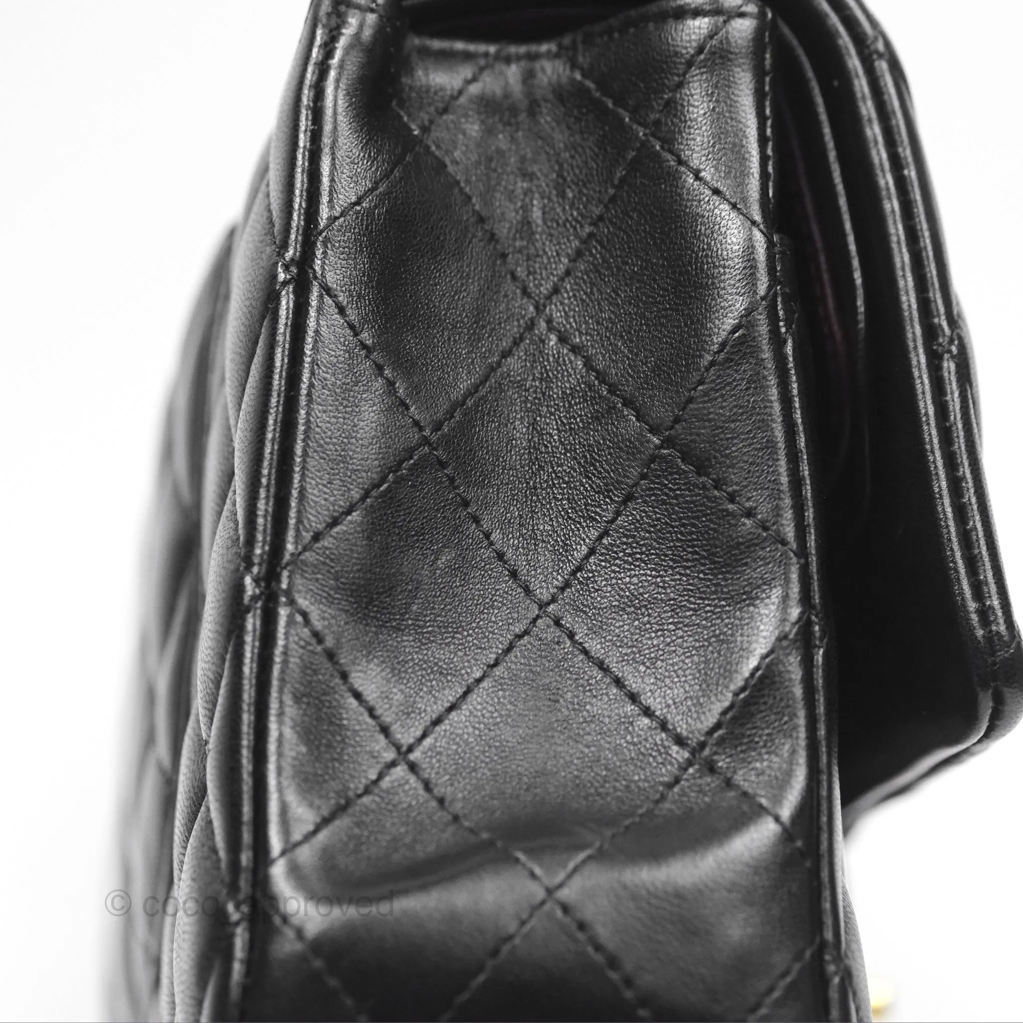 Chanel Classic M/L Medium Flap Quilted Black Lambskin Gold Hardware