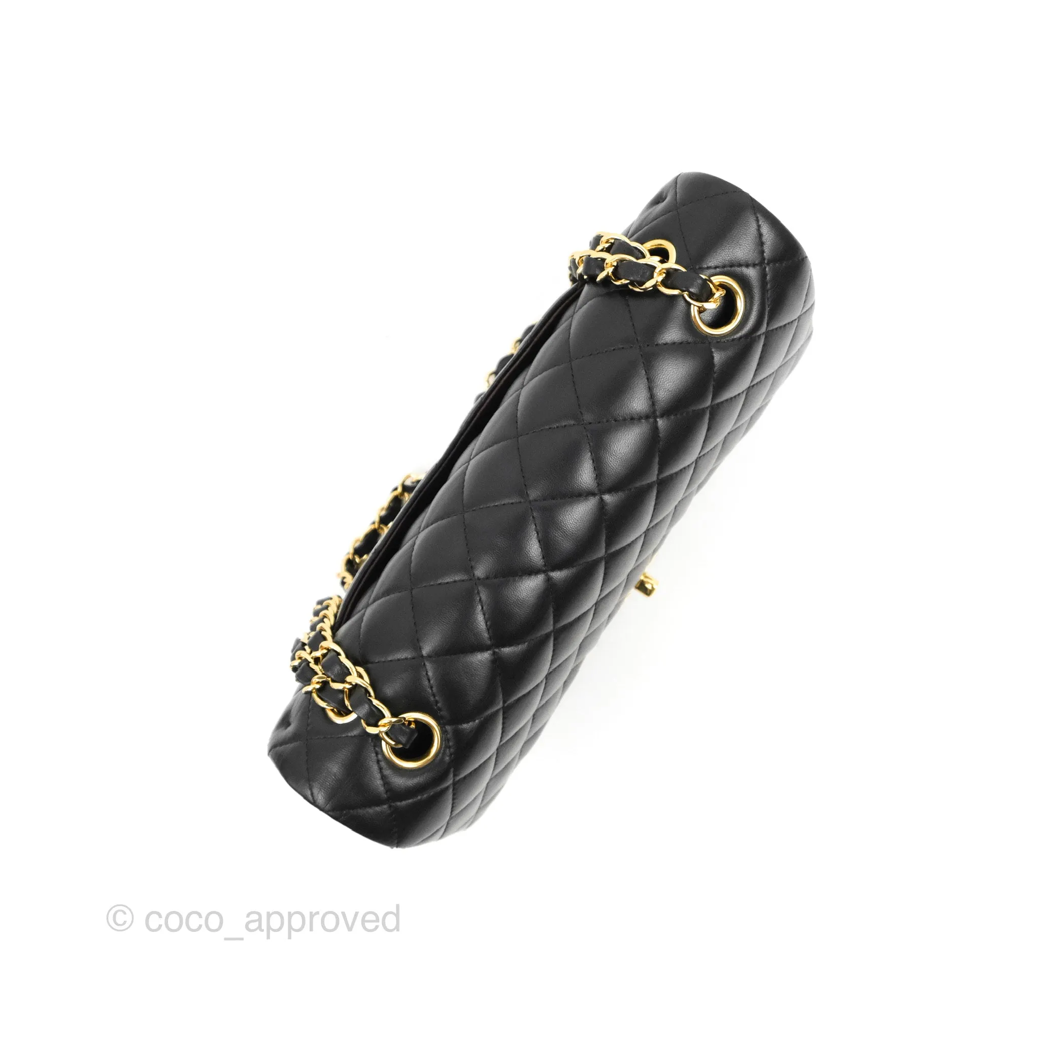 Chanel Classic M/L Medium Flap Quilted Black Lambskin Gold Hardware