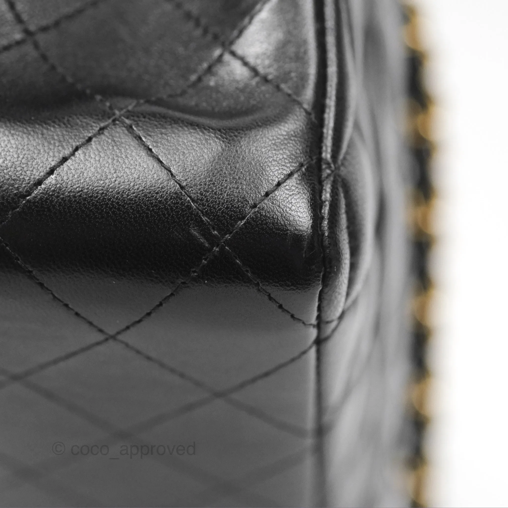 Chanel Classic M/L Medium Flap Quilted Black Lambskin Gold Hardware