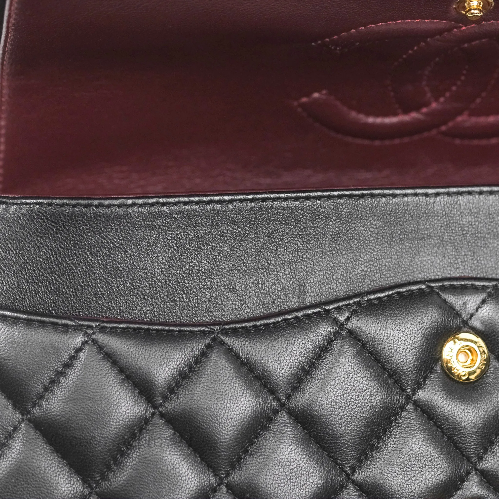 Chanel Classic M/L Medium Flap Quilted Black Lambskin Gold Hardware