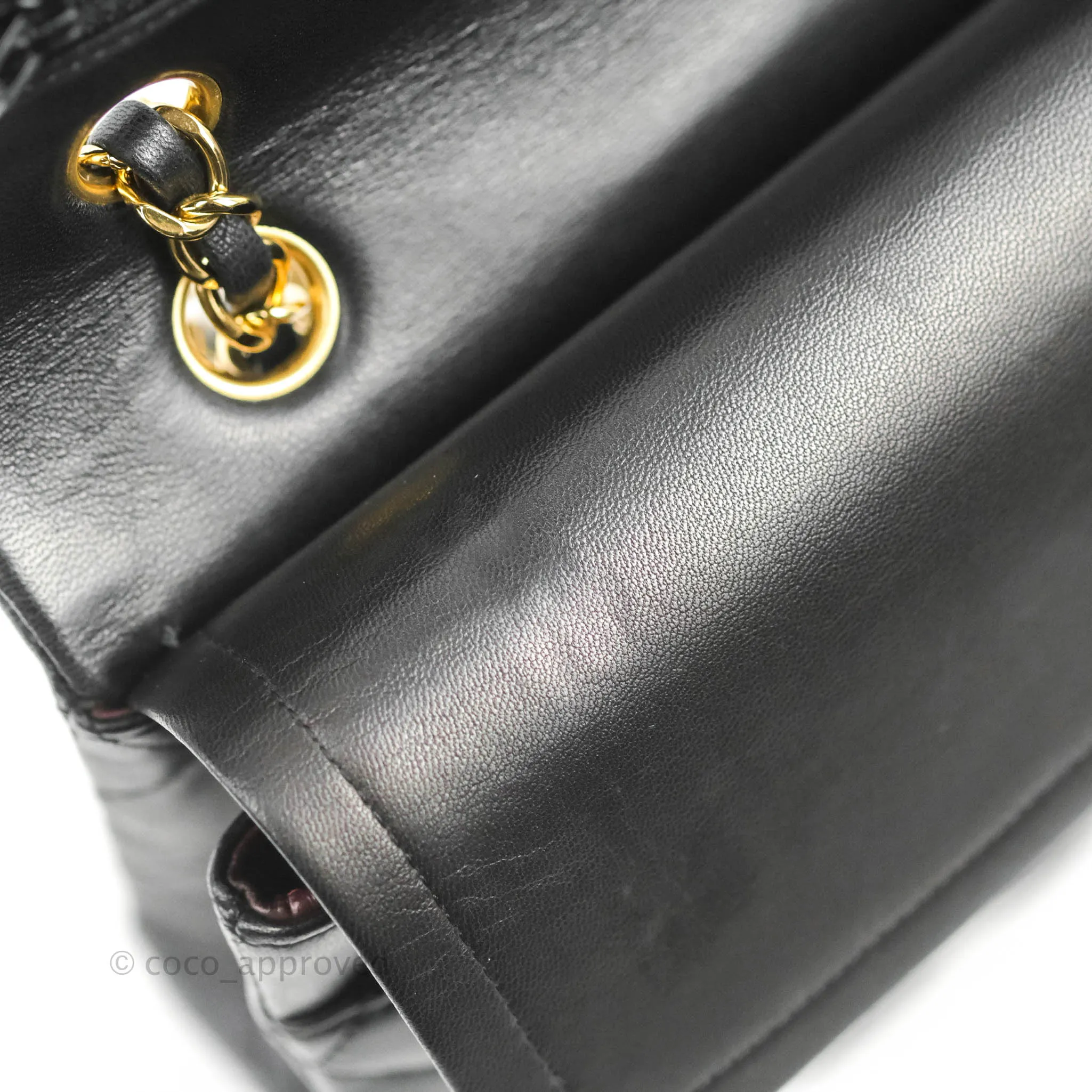 Chanel Classic M/L Medium Flap Quilted Black Lambskin Gold Hardware