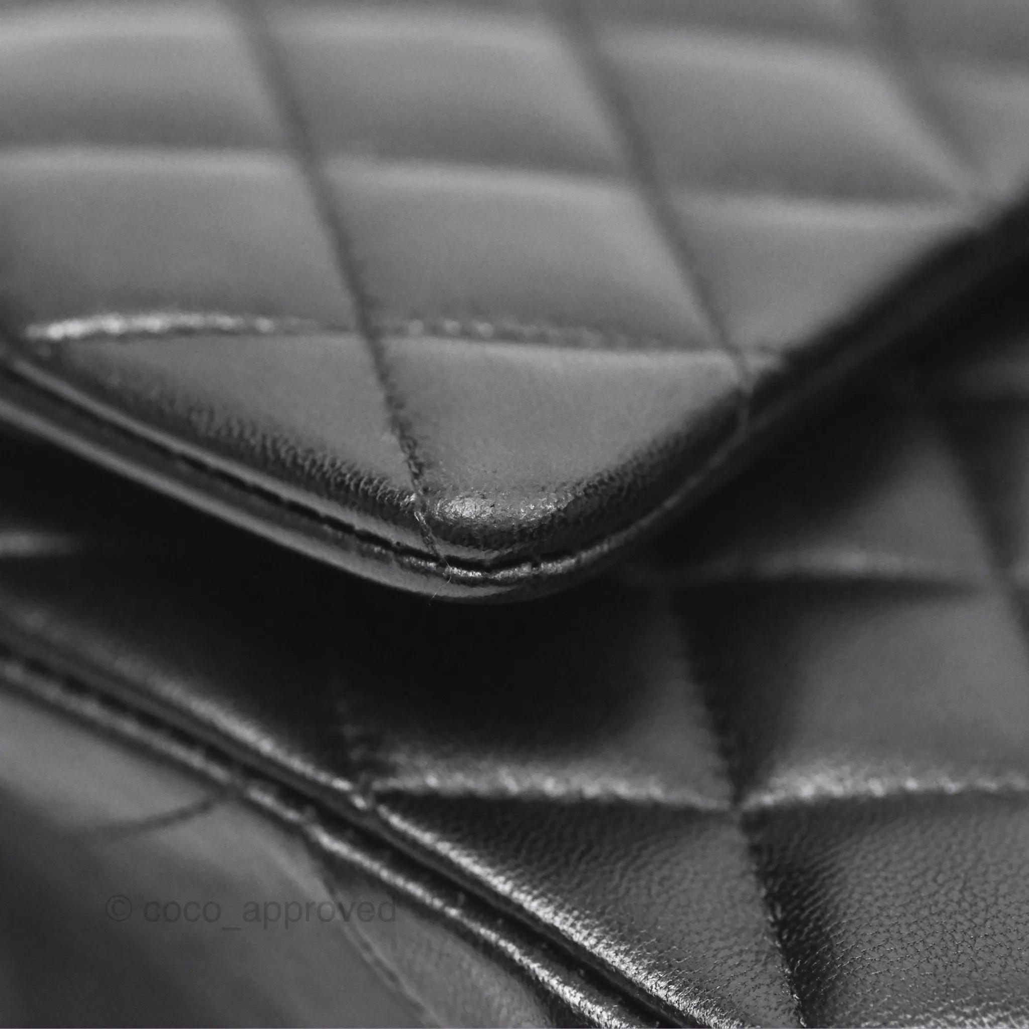 Chanel Classic M/L Medium Flap Quilted Black Lambskin Gold Hardware