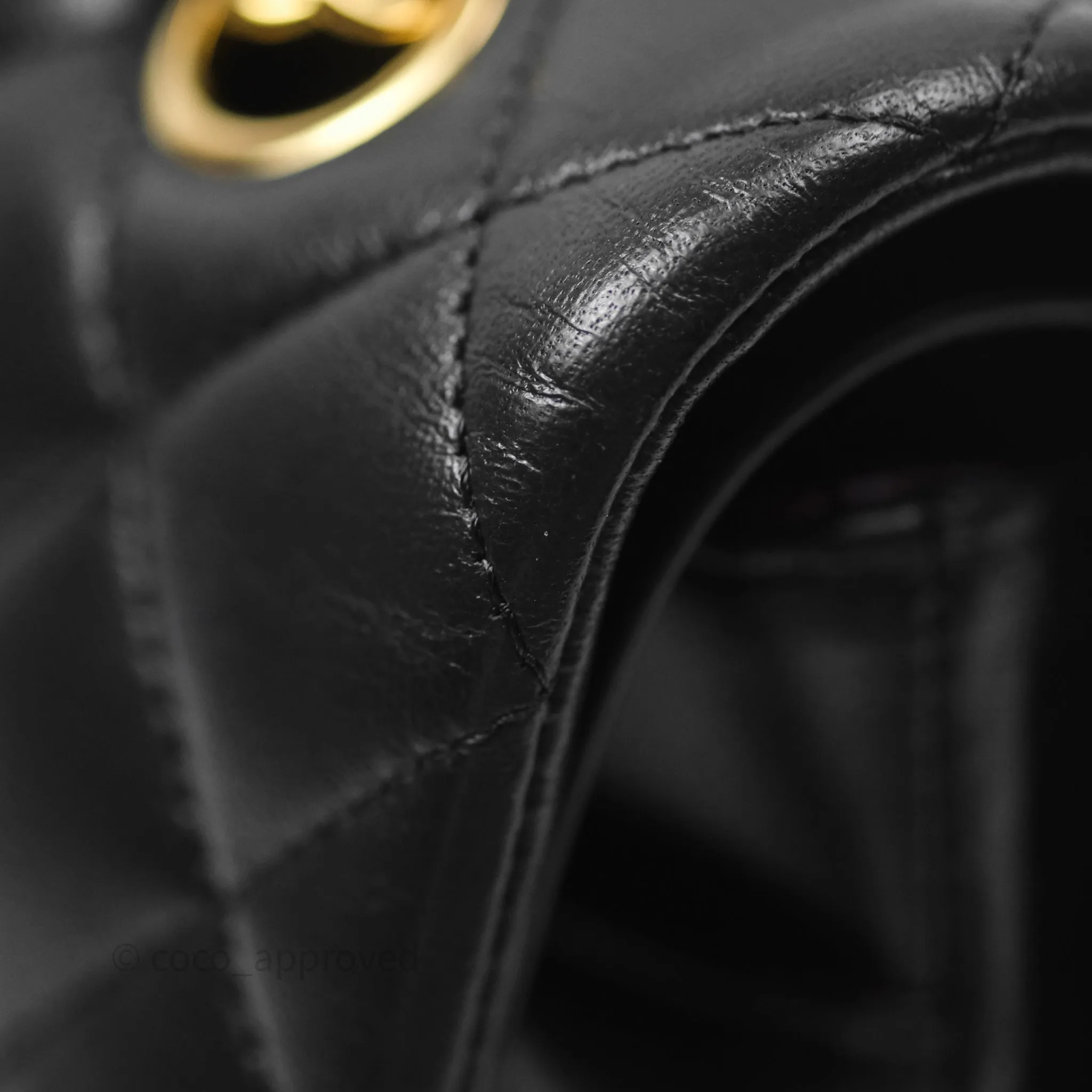Chanel Classic M/L Medium Flap Quilted Black Lambskin Gold Hardware