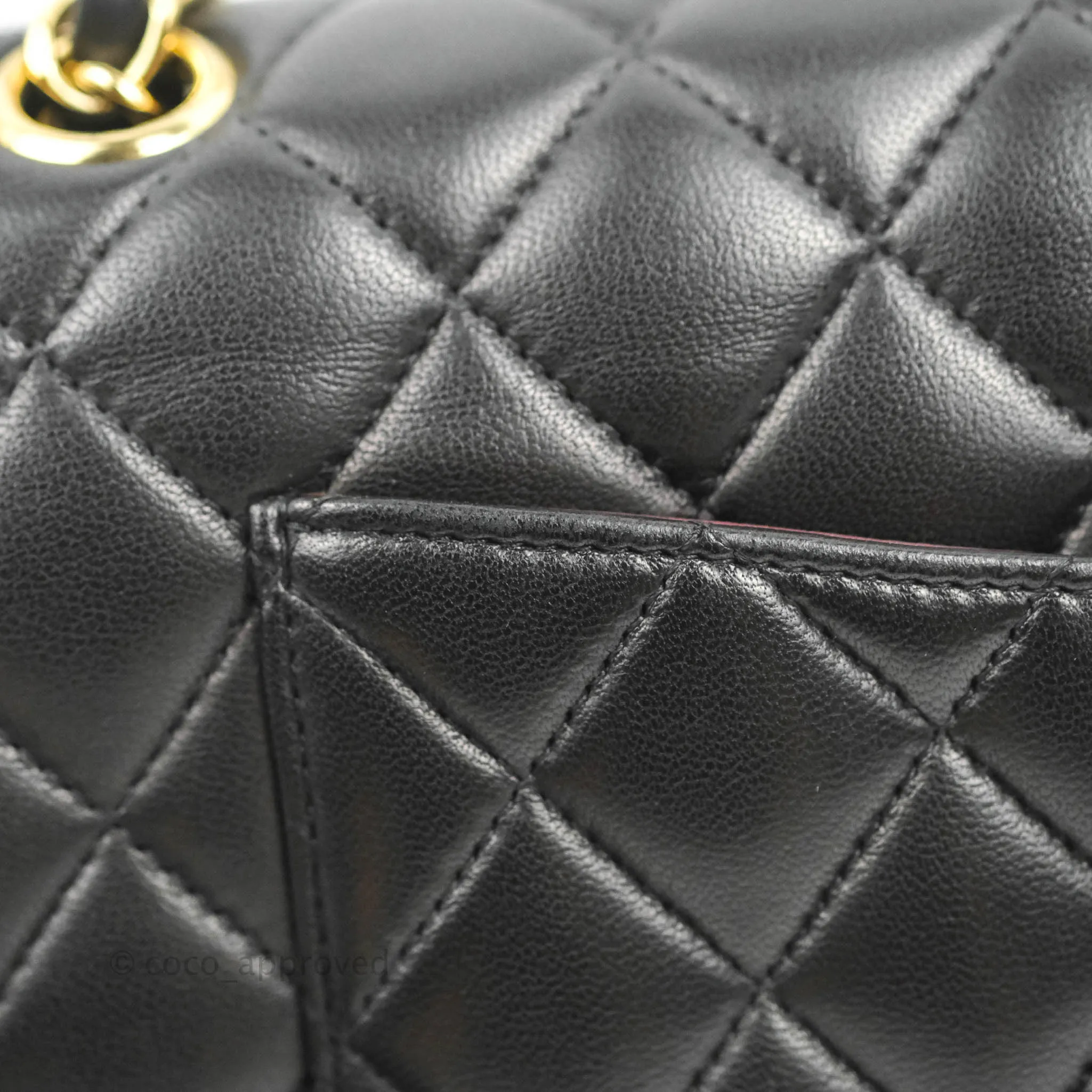Chanel Classic M/L Medium Flap Quilted Black Lambskin Gold Hardware