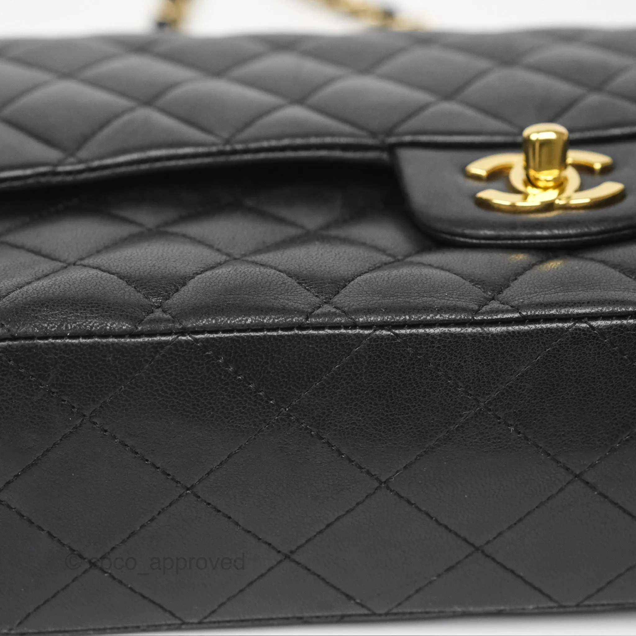 Chanel Classic M/L Medium Flap Quilted Black Lambskin Gold Hardware