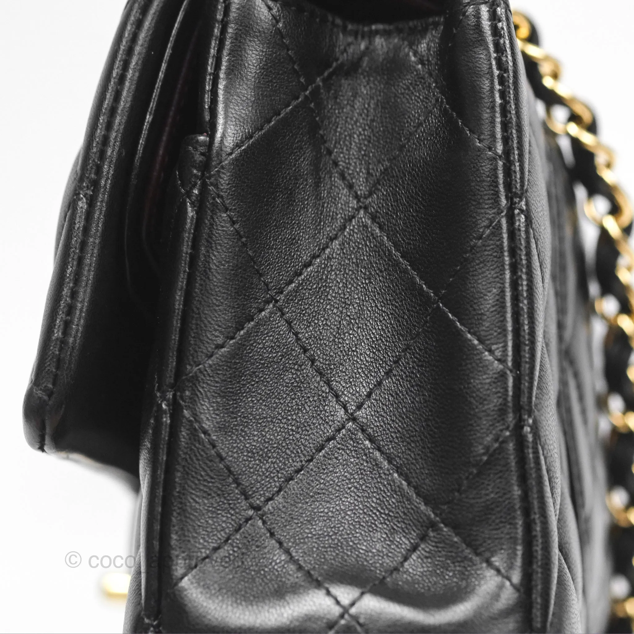 Chanel Classic M/L Medium Flap Quilted Black Lambskin Gold Hardware
