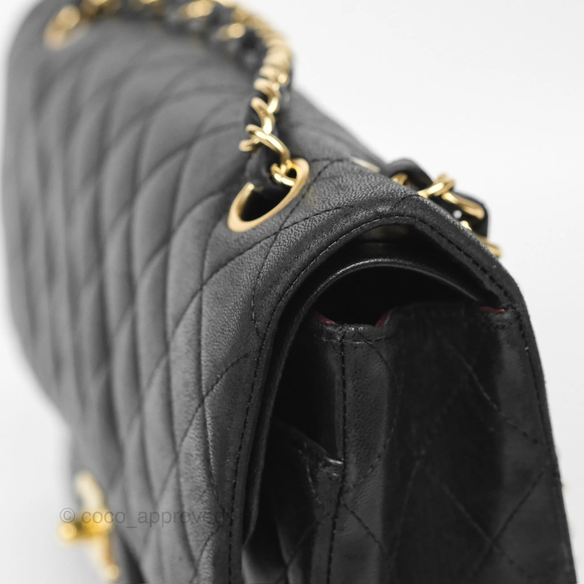 Chanel Classic M/L Medium Flap Quilted Black Lambskin Gold Hardware
