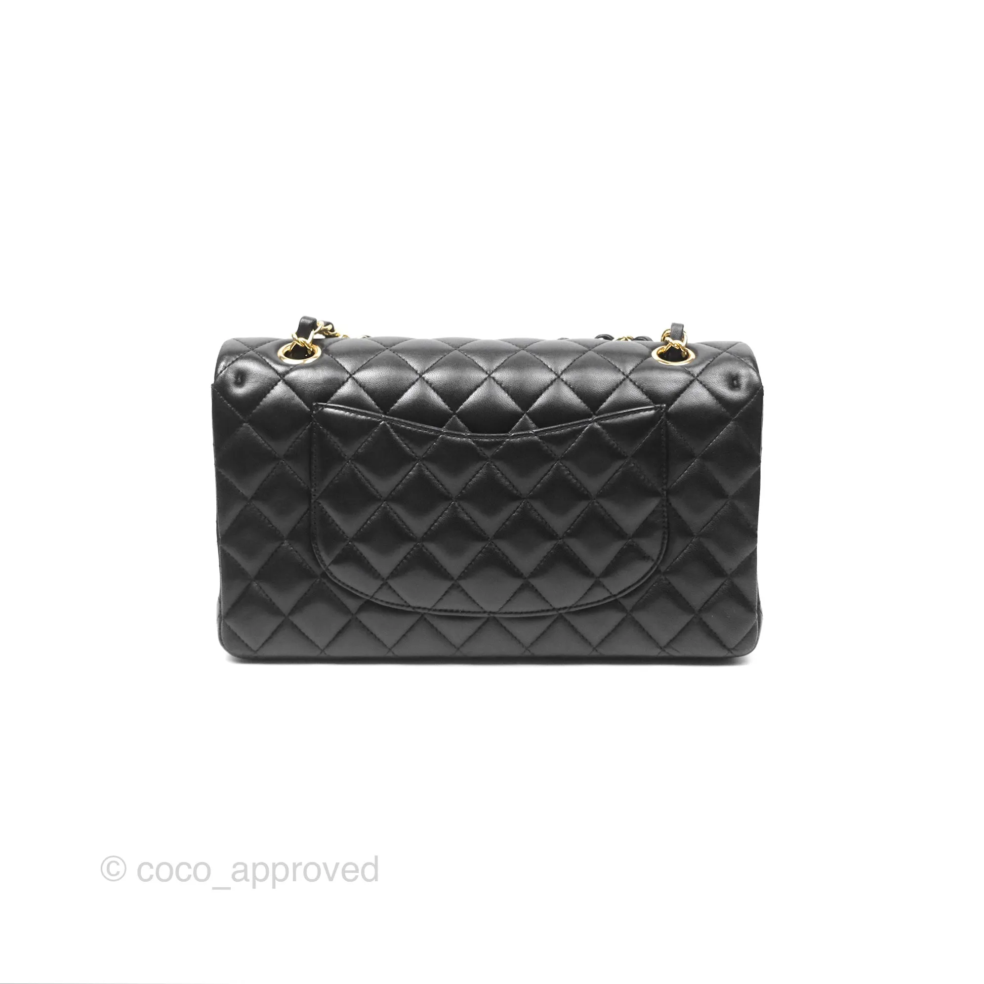 Chanel Classic M/L Medium Flap Quilted Black Lambskin Gold Hardware