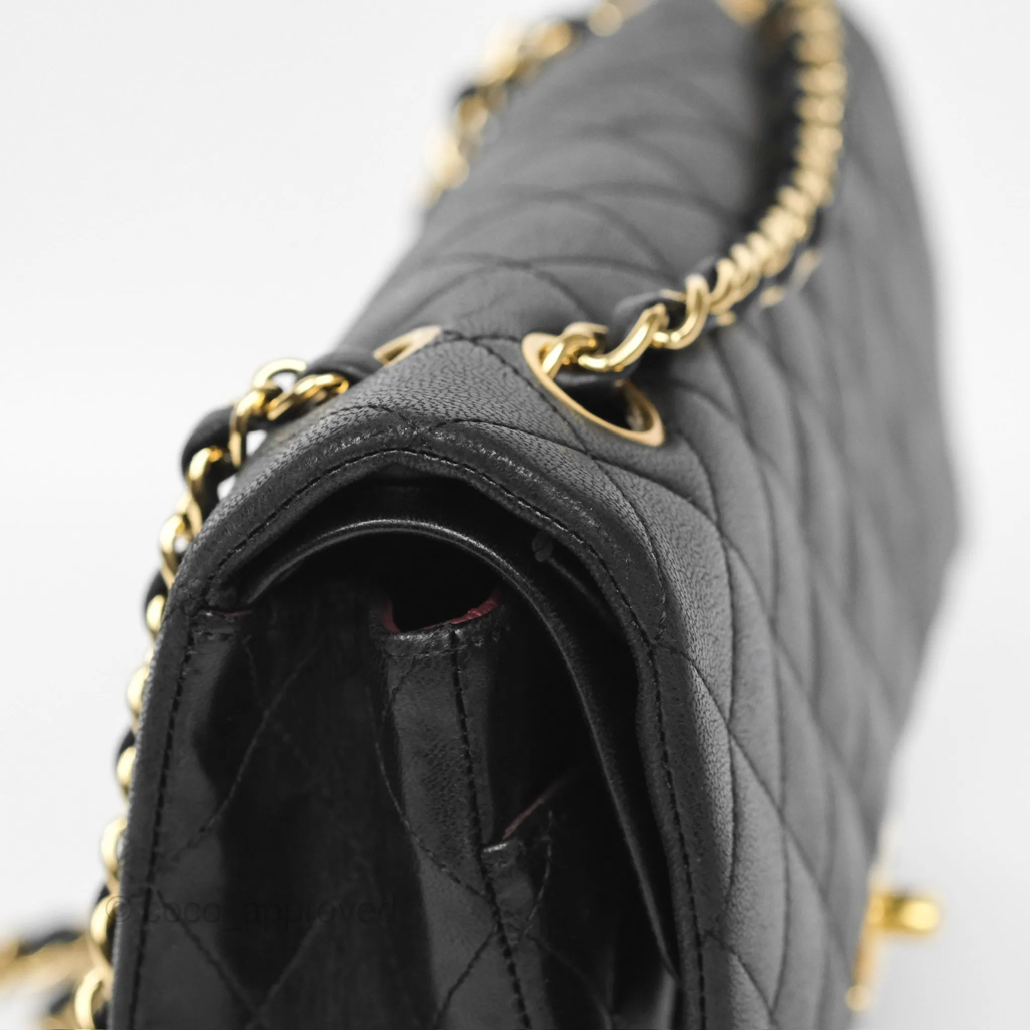 Chanel Classic M/L Medium Flap Quilted Black Lambskin Gold Hardware